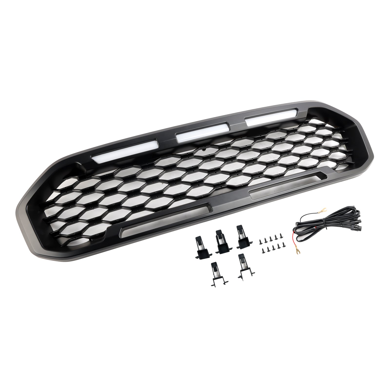2019-2023 Ford Ranger T8 Front Bumper Grill Grille Black W/LED Light