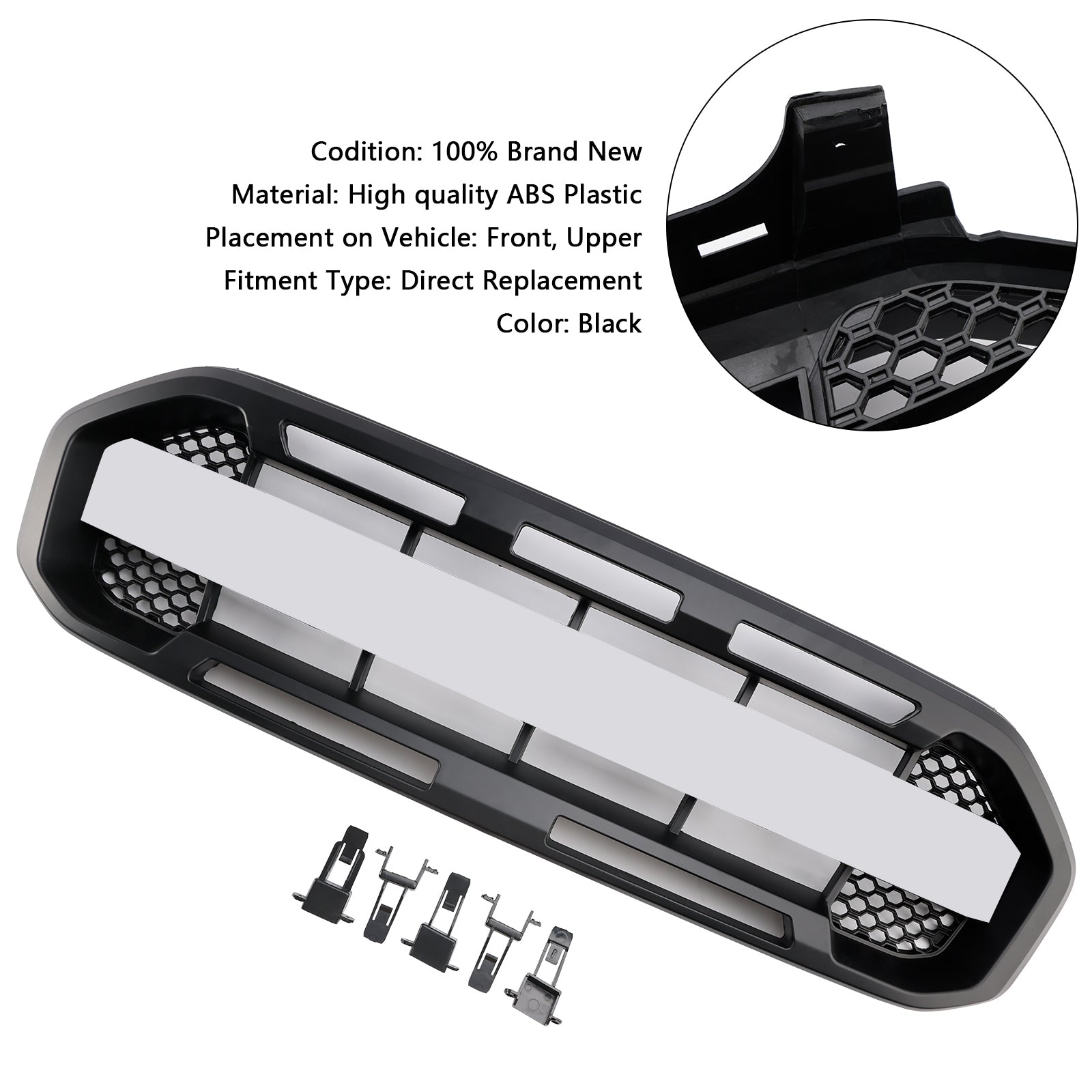 Raptor Style Front Bumper Grille Grill Fit Ford Ranger 2019-2023 Black