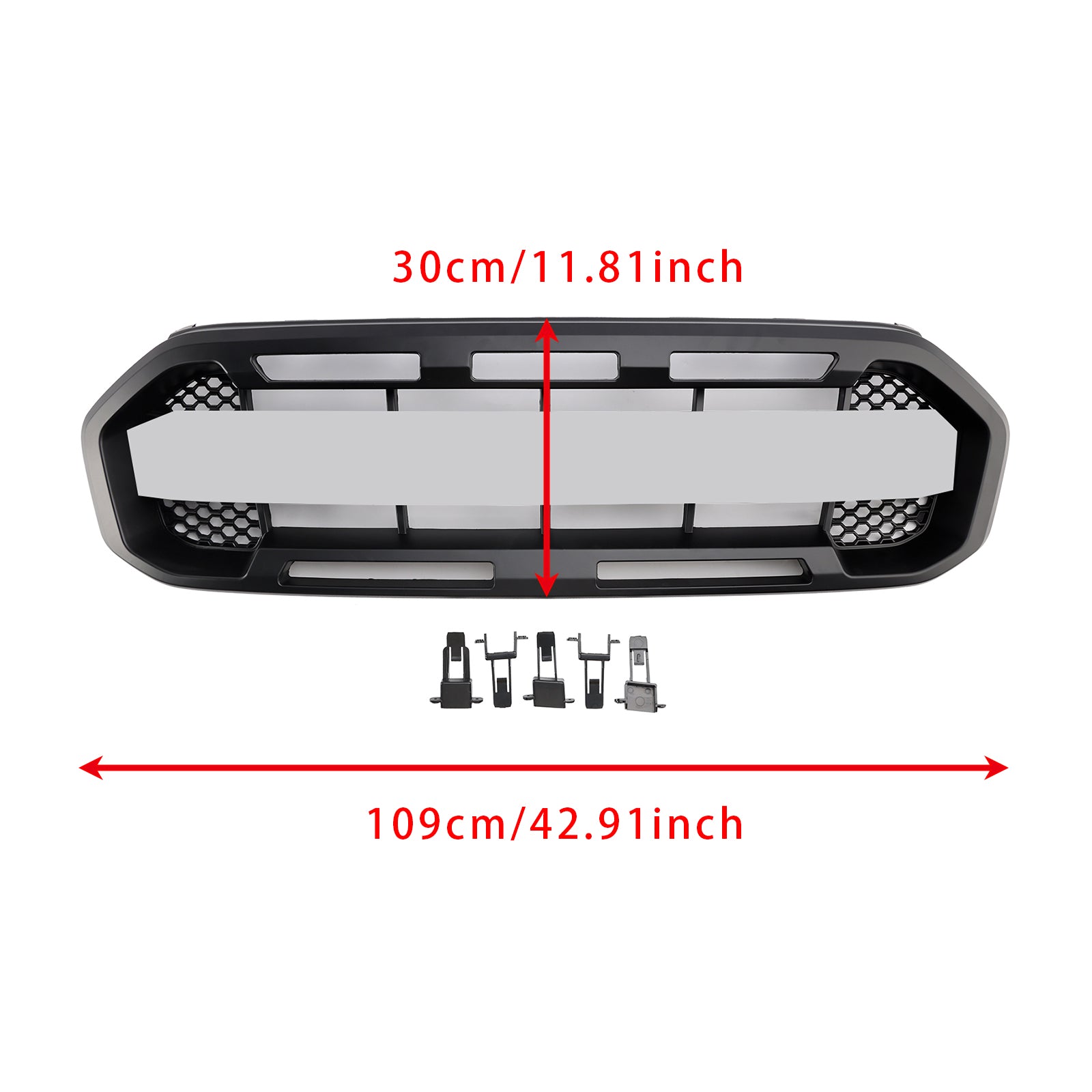 Ford Ranger 2019-2023 Raptor Style Front Bumper Grille Grill Black