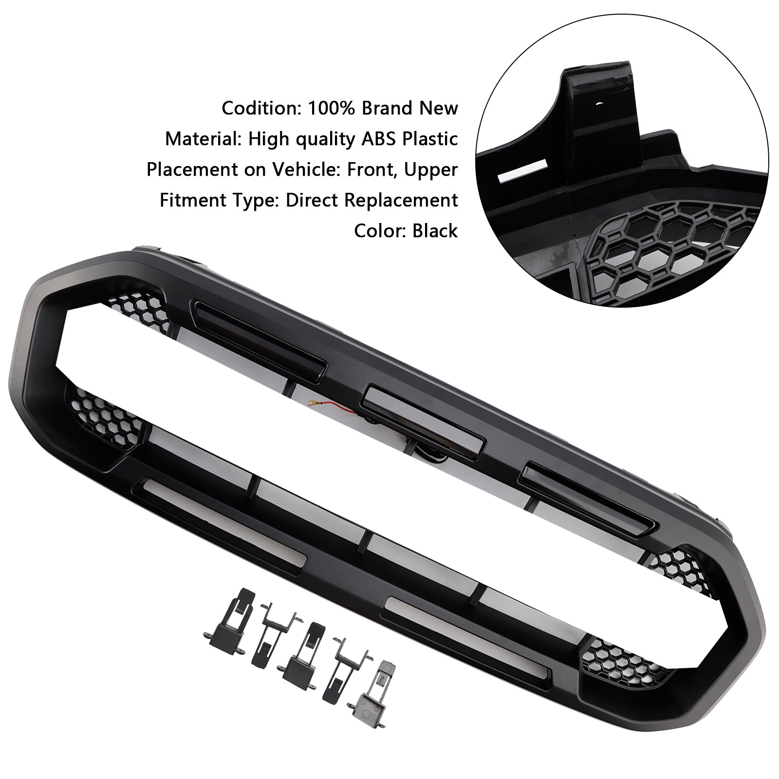 Black Raptor Style Front Bumper Grill Grille Fit Ford Ranger 2019-2023