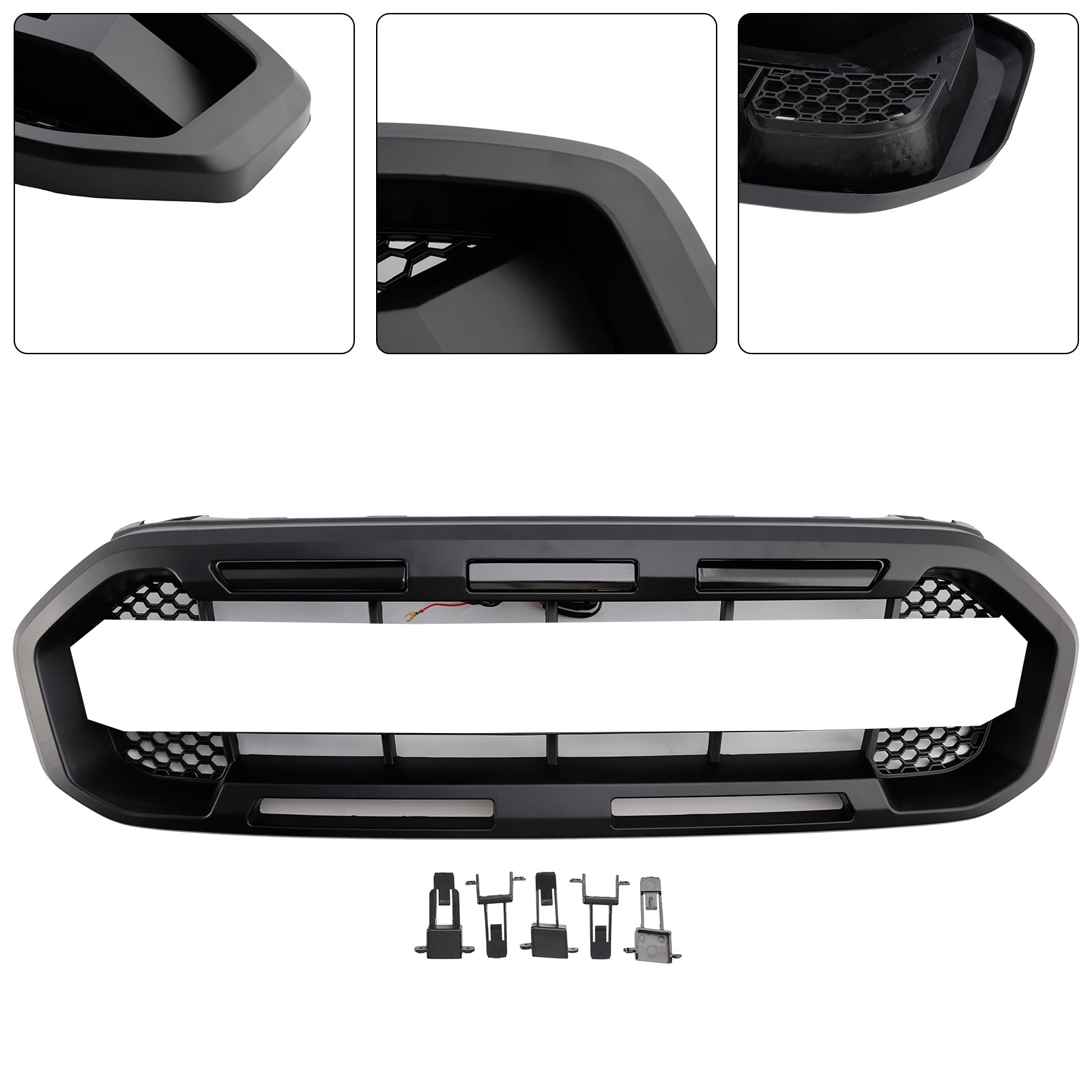 Black Raptor Style Front Bumper Grill Grille Fit Ford Ranger 2019-2023