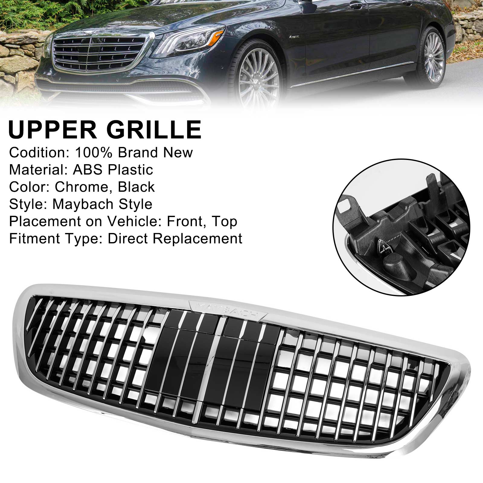 2014 2015 2016 2017 2018 2019 2020 Mercedes Benz W222 S class with ACC S680 Maybach Style Grille