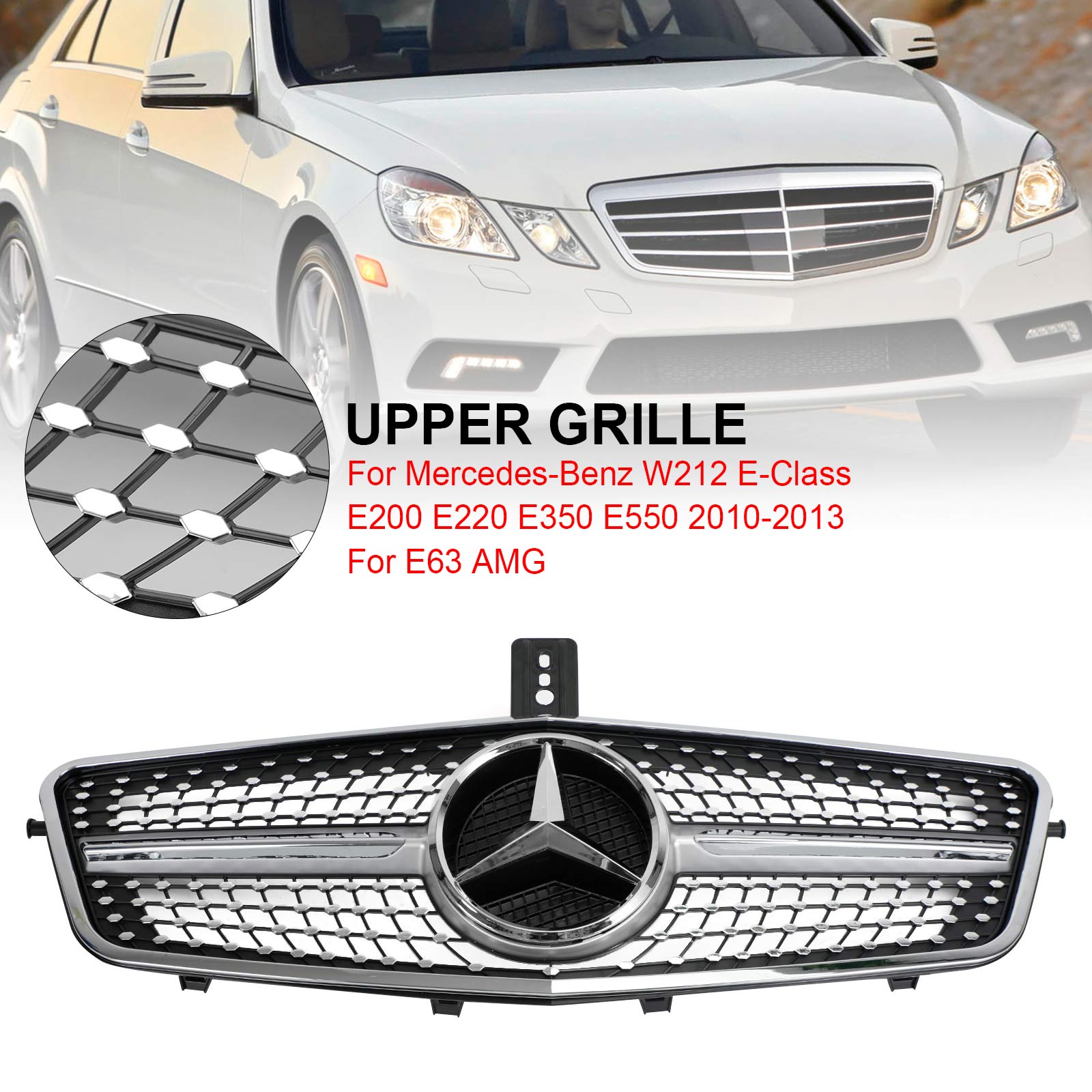 2010 2011 2012 2013 Mercedes-Benz W212 E Class E63 AMG E350 E550 Diamond Front Grille Grill