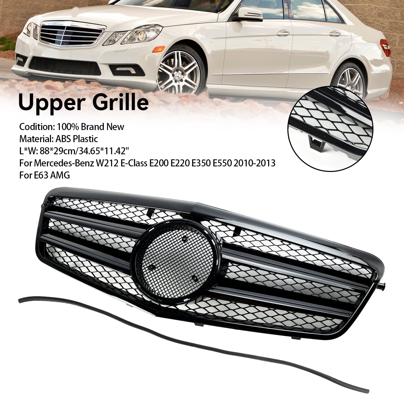 09.2009-02.2013 Mercedes-Benz E-Class W212 E200 E220 E350 E550 Front Bumper Grille Grill