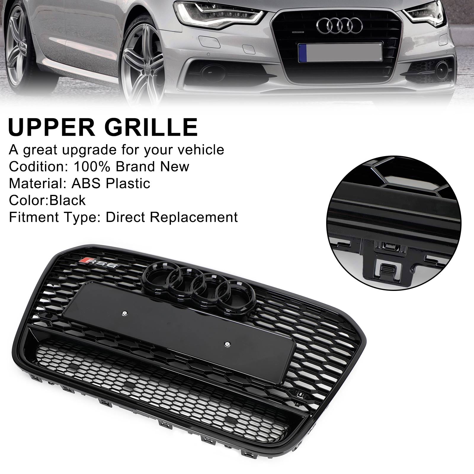 2012 2013 2014 2015 Audi A6 S6 C7 RS6 Style Front Mesh Honeycomb Grille Grill