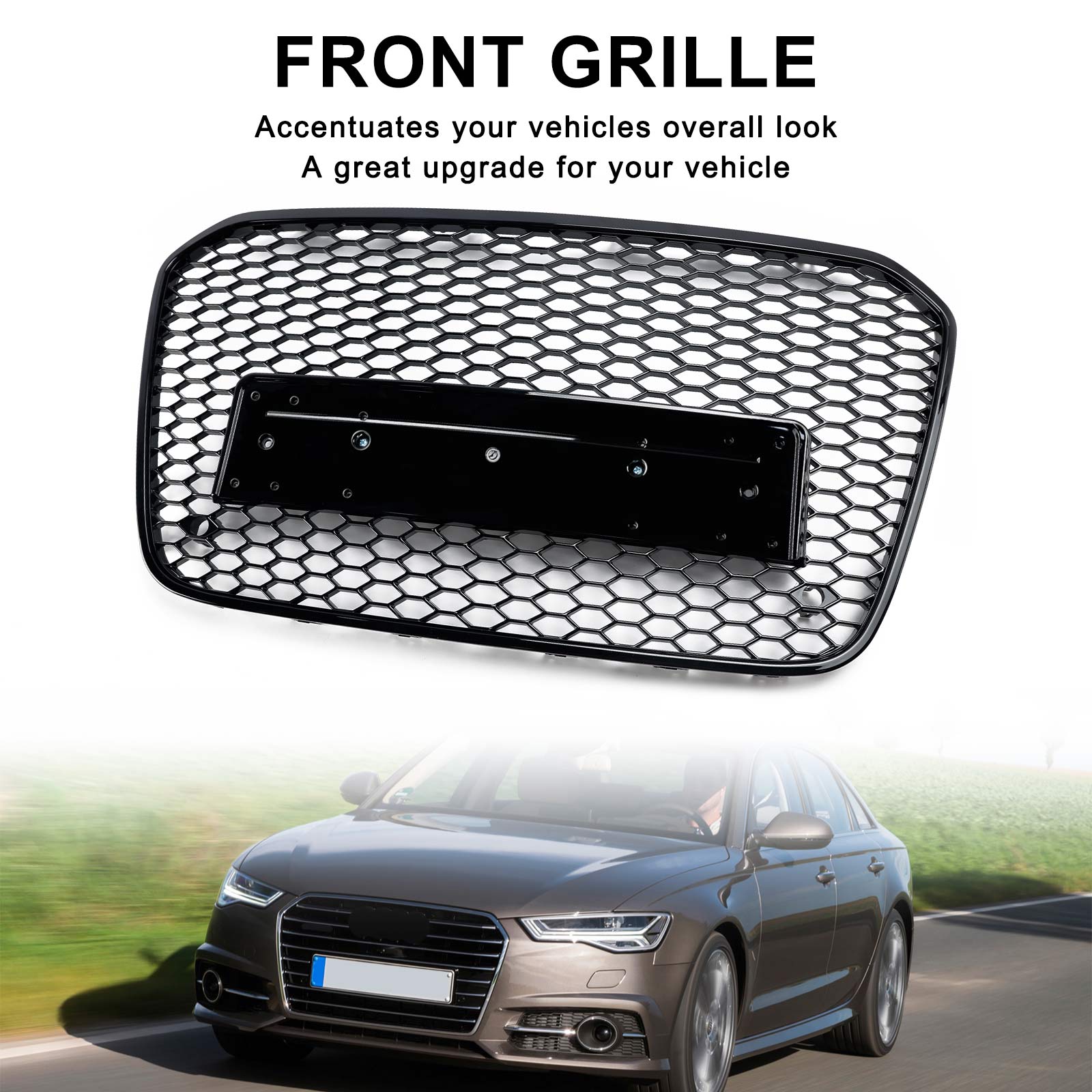 2012 2013 2014 2015 Audi A6 C7 S6 RS6 Style Honeycomb Front Bumper Grille Grill