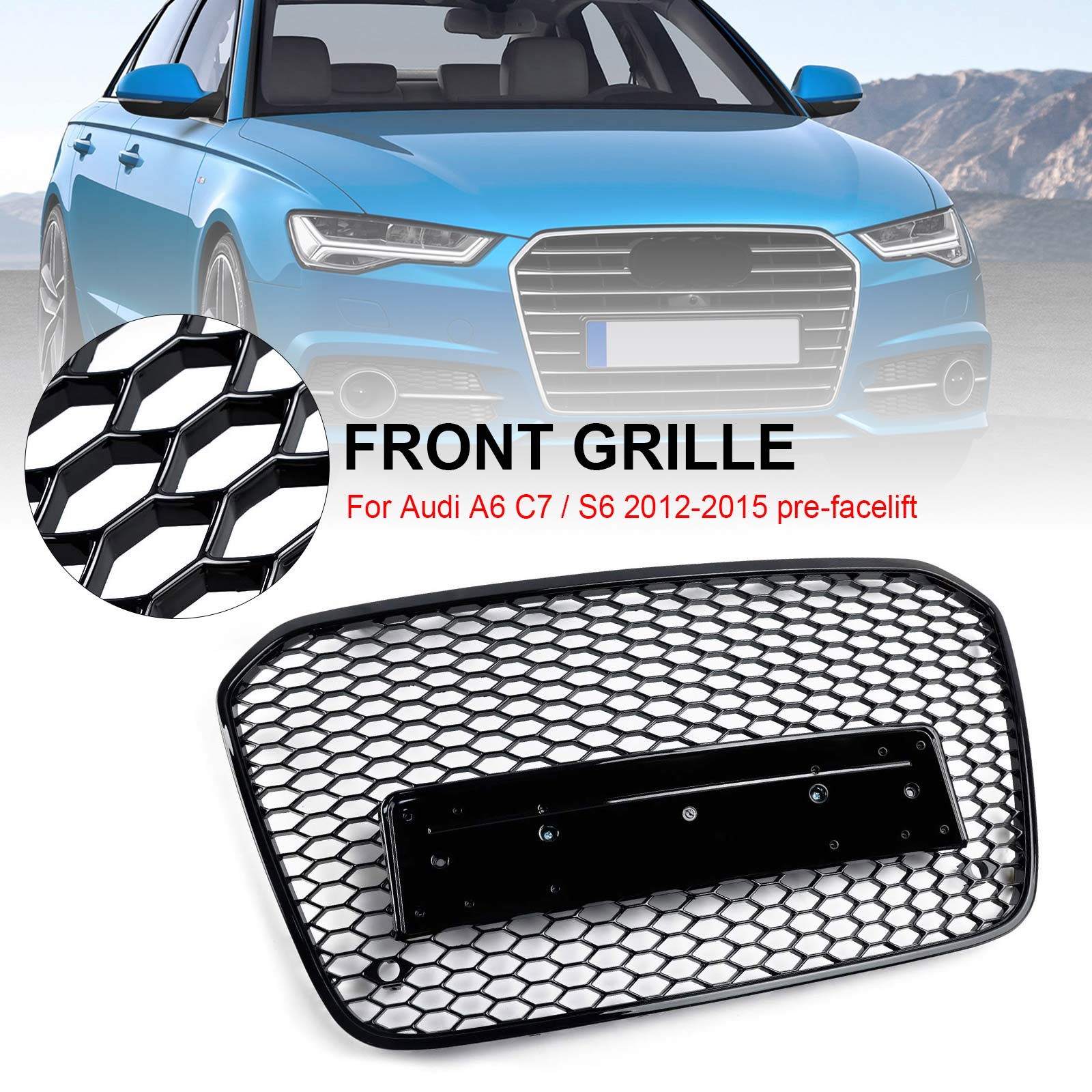 2012 2013 2014 2015 Audi A6 C7 S6 RS6 Style Honeycomb Front Bumper Grille Grill