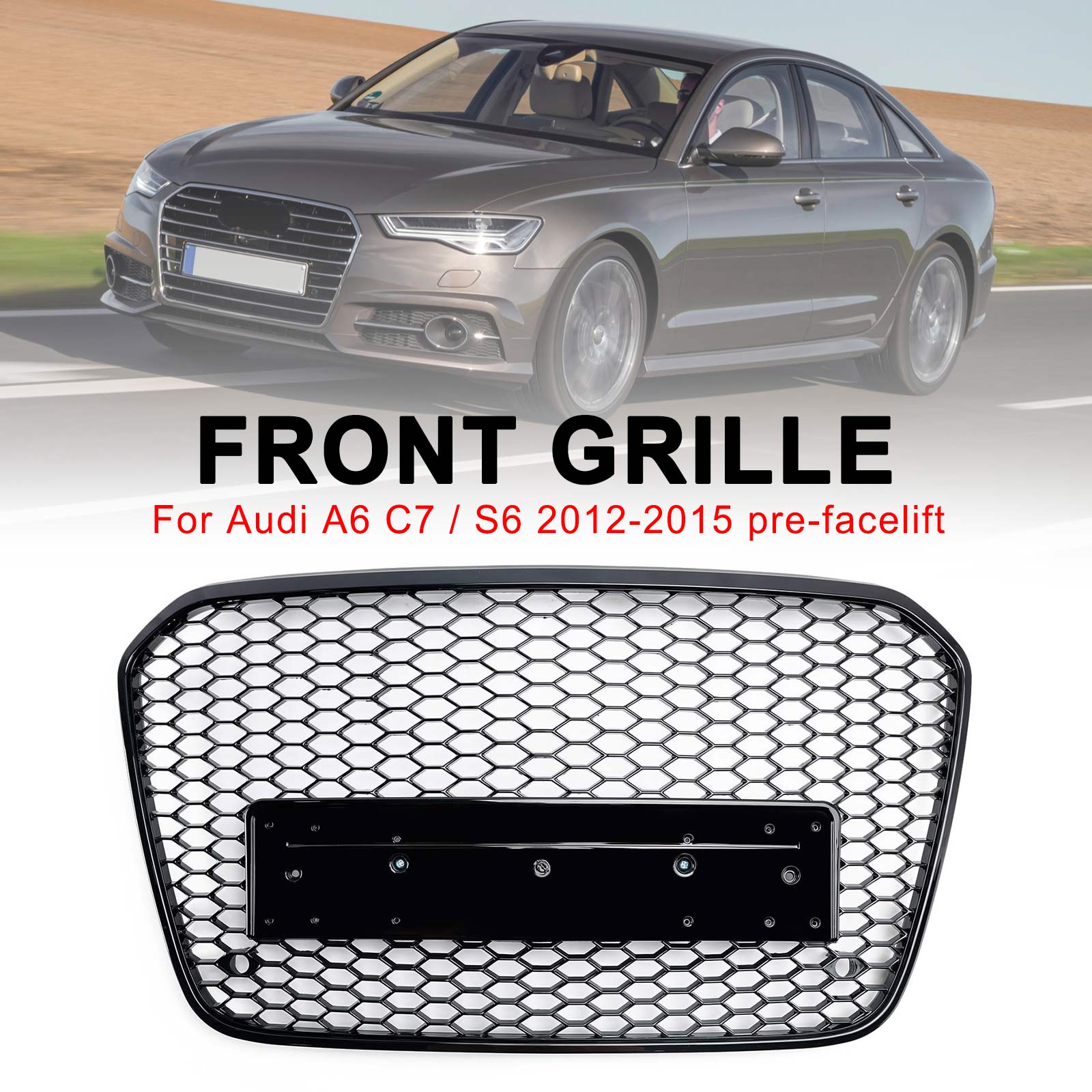 2012 2013 2014 2015 Audi A6 C7 S6 RS6 Style Honeycomb Front Bumper Grille Grill