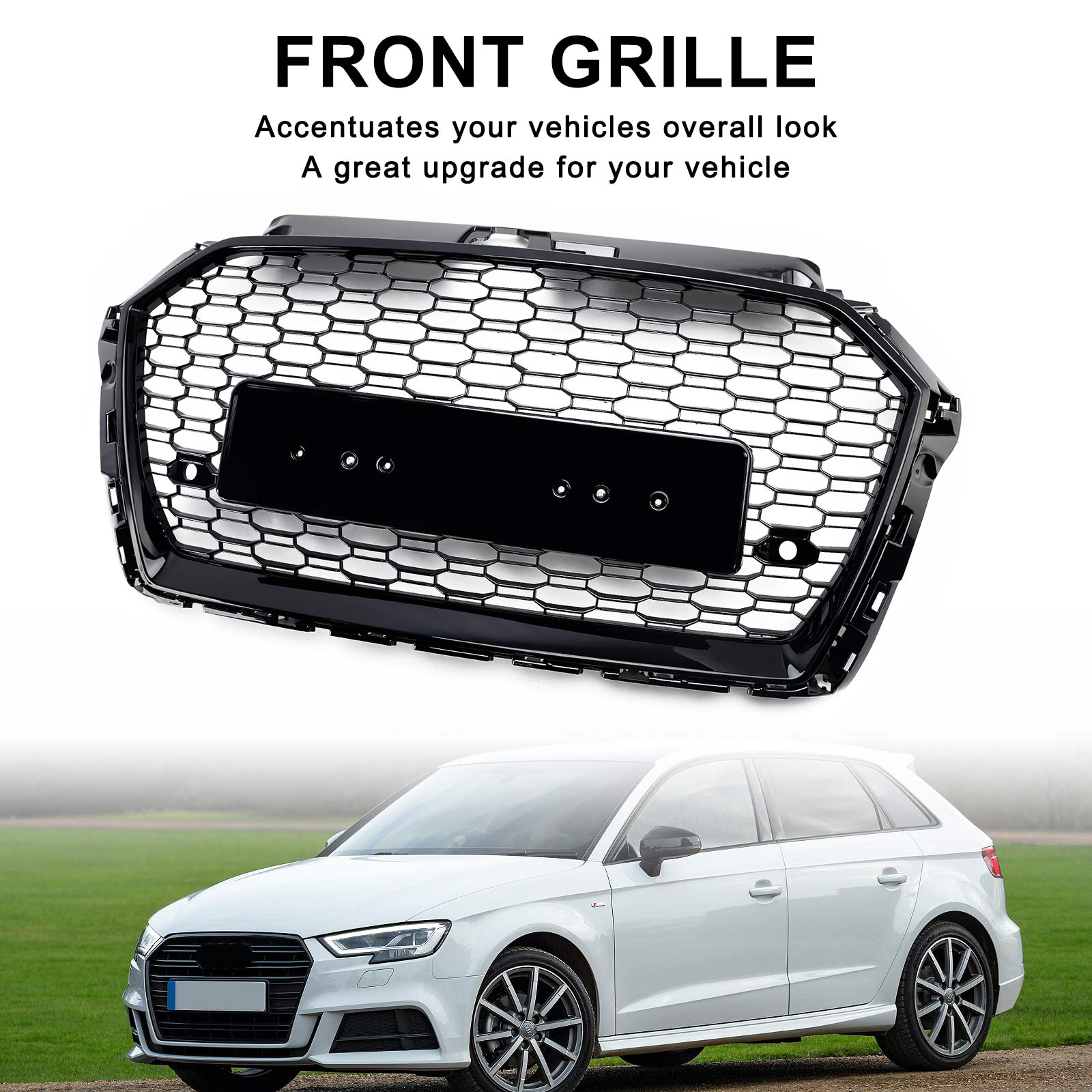 2013-2017 Audi Q5 Chrome/Black Front Honeycomb Bumper Grille Grill