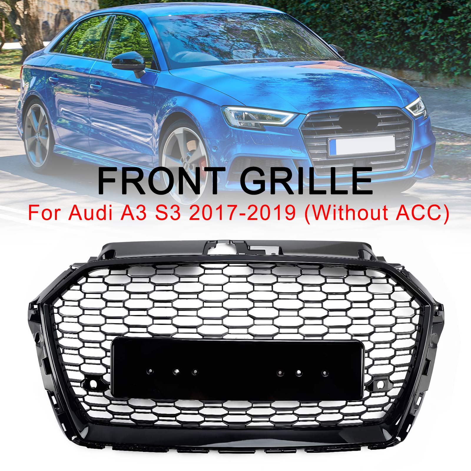2013-2017 Audi Q5 Chrome/Black Front Honeycomb Bumper Grille Grill