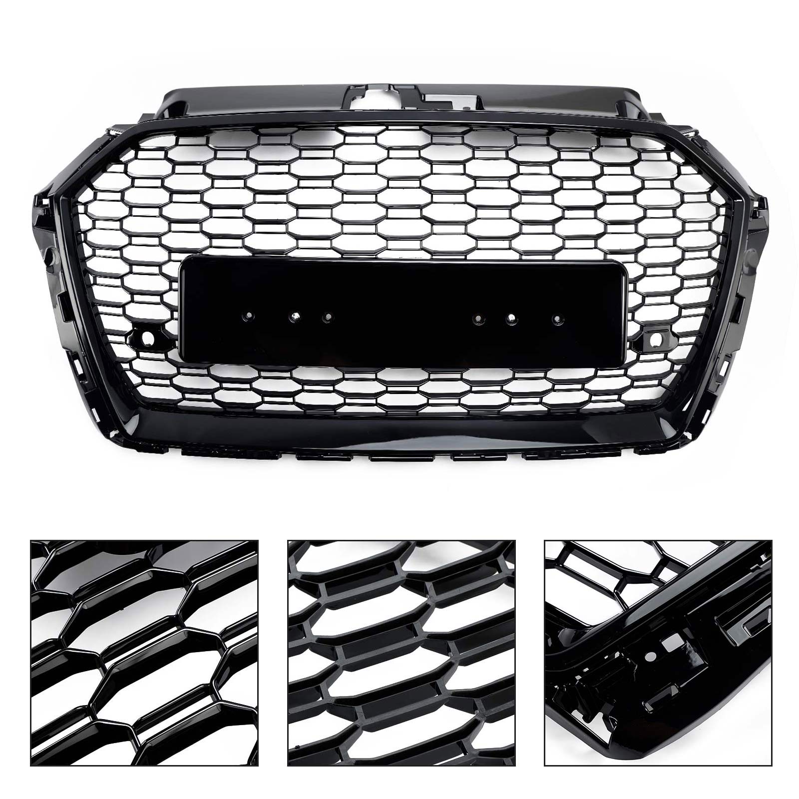 2017 2018 2019 Audi A3 8V RS3 Style Honeycomb Mesh Front Bumper Grille Black