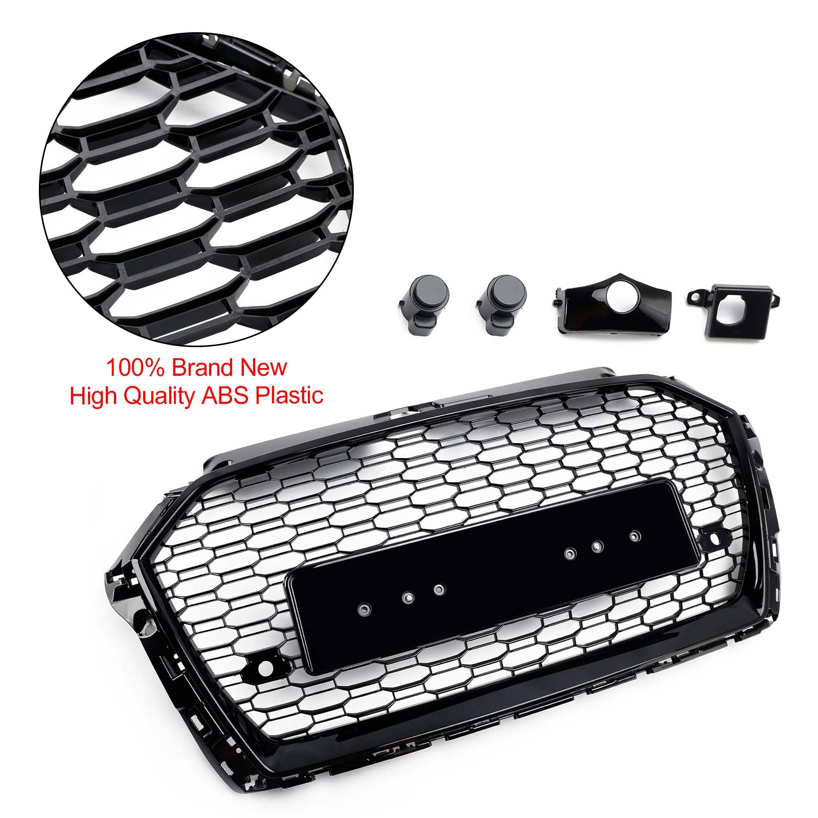 2017 2018 2019 Audi A3 8V RS3 Style Honeycomb Mesh Front Bumper Grille Black