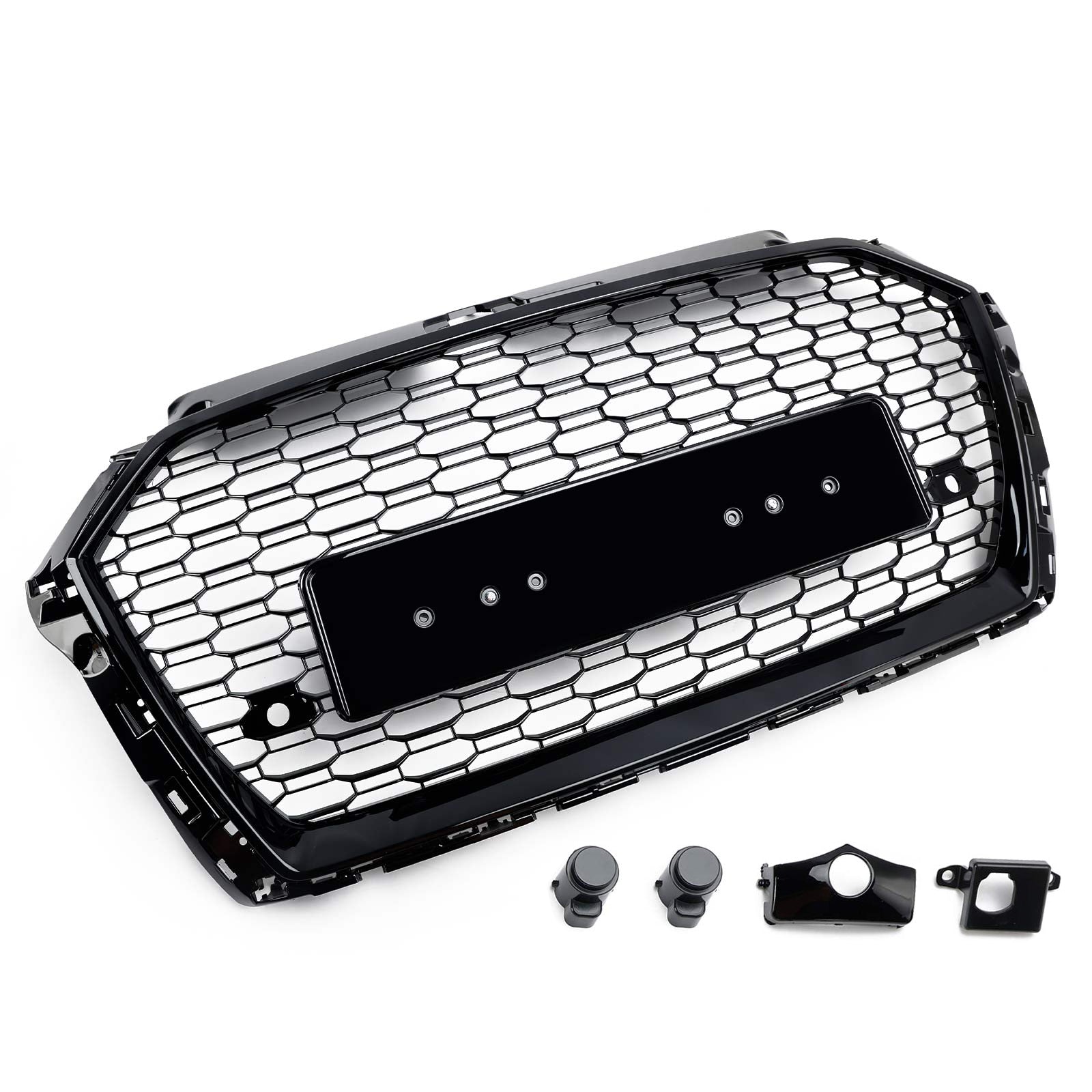 2017-2019 Audi A3 8V RS3 Style Honeycomb Mesh Front Bumper Grille Black
