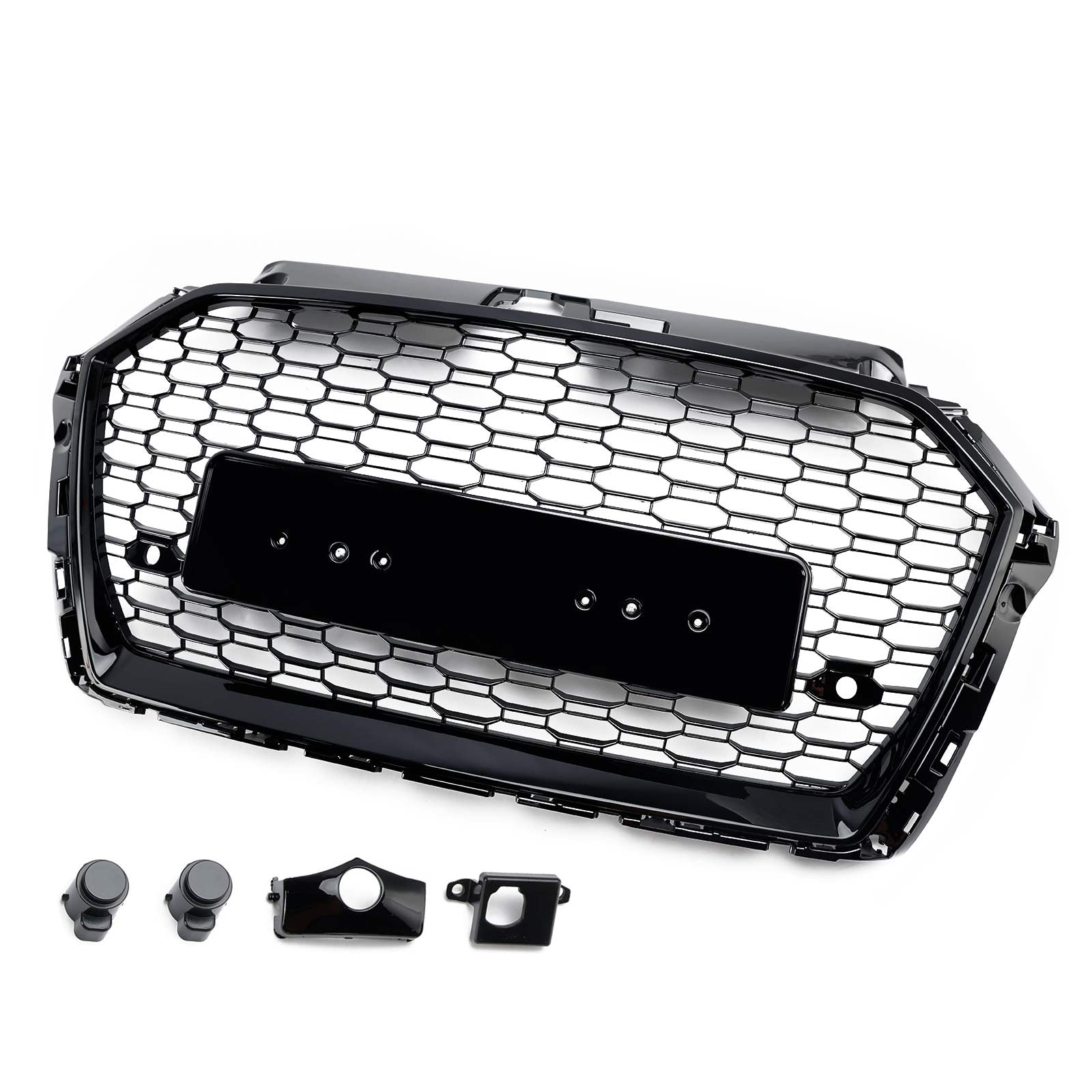 2017-2019 Audi A3 8V RS3 Style Honeycomb Mesh Front Bumper Grille Black
