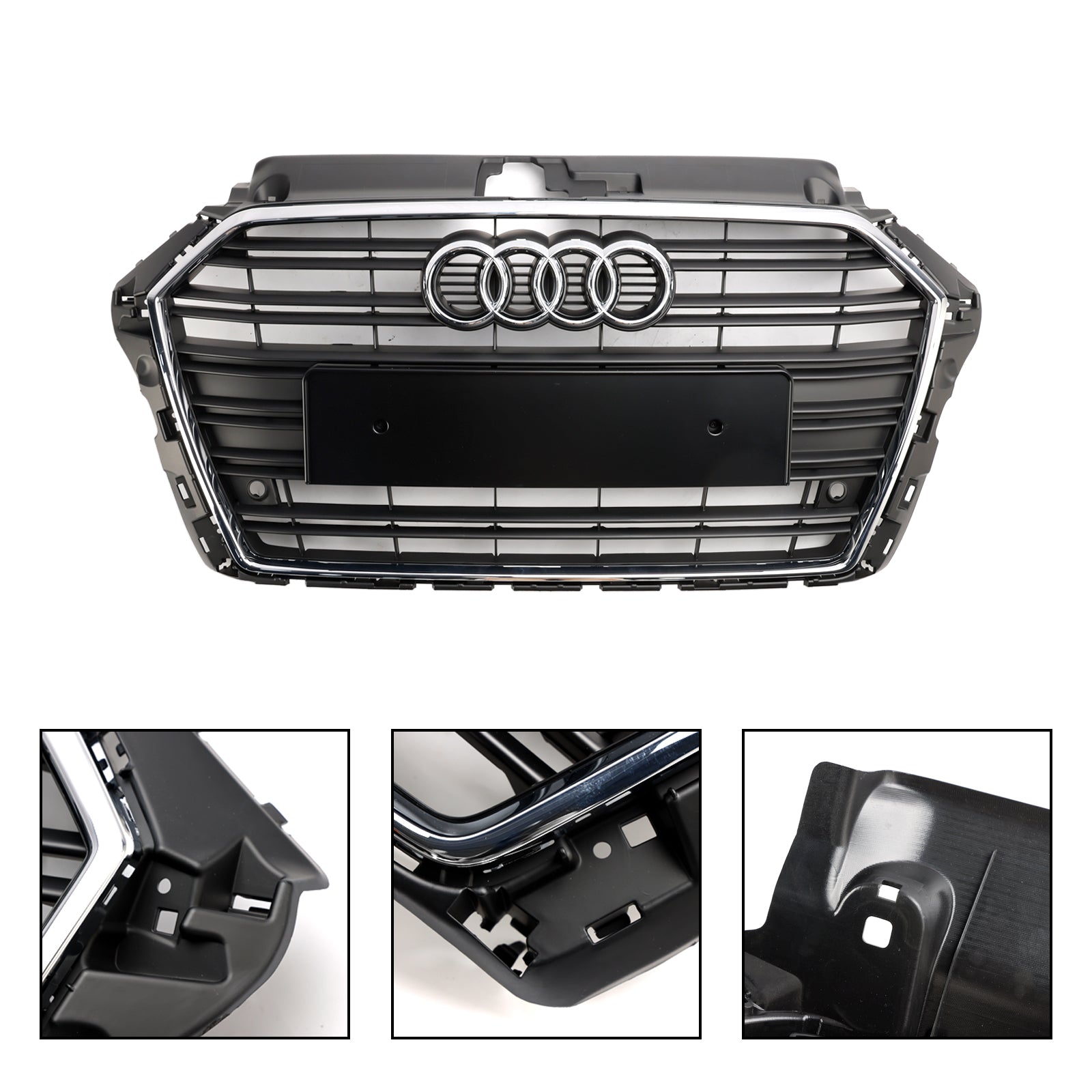 2017 2018 2019 Audi A3 S3 With Two PDC Holes Front Bumper Grille Grill 8V3853651 Chrome 8V3853651B