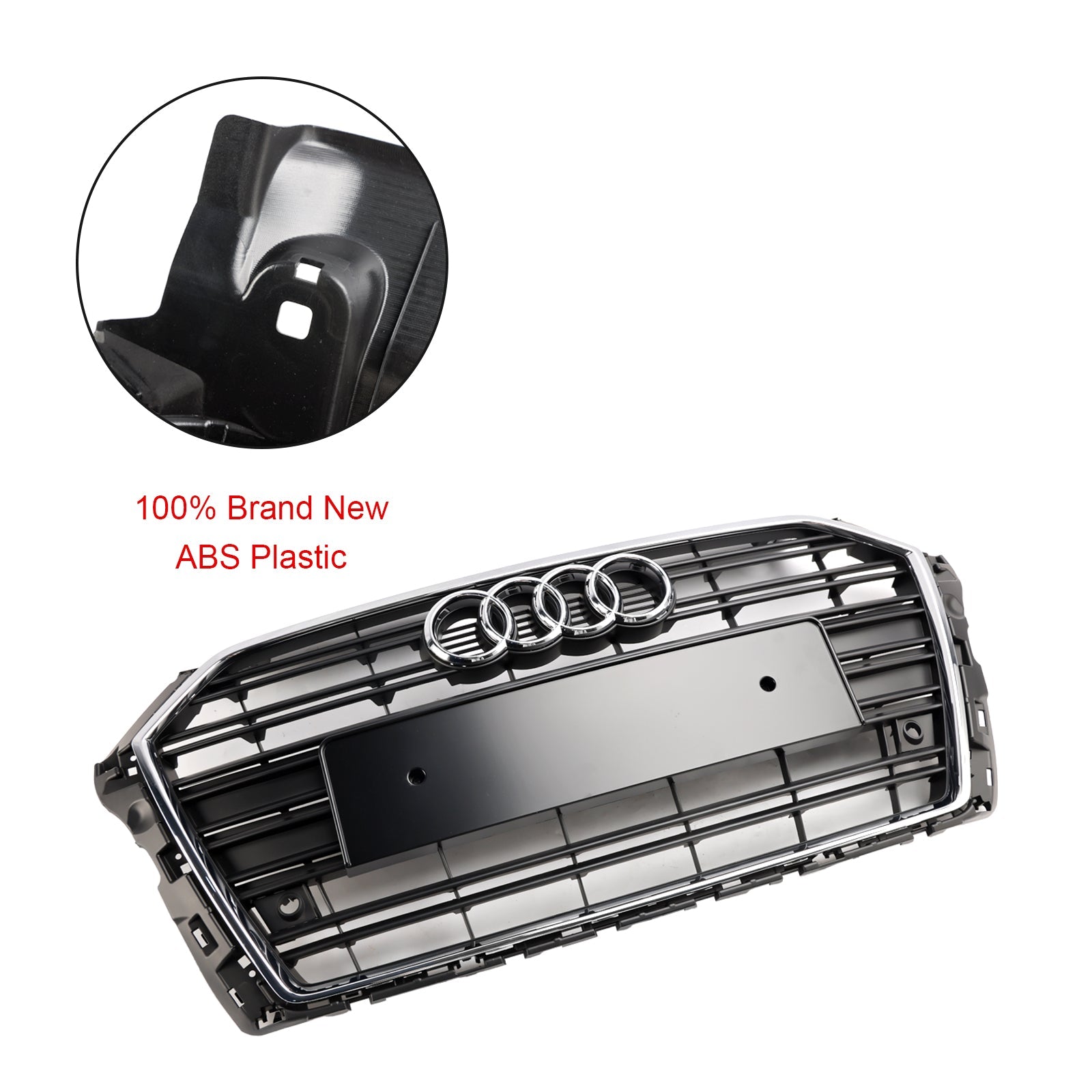 2017 2018 2019 Audi A3 S3 With Two PDC Holes Front Bumper Grille Grill 8V3853651 Chrome 8V3853651B