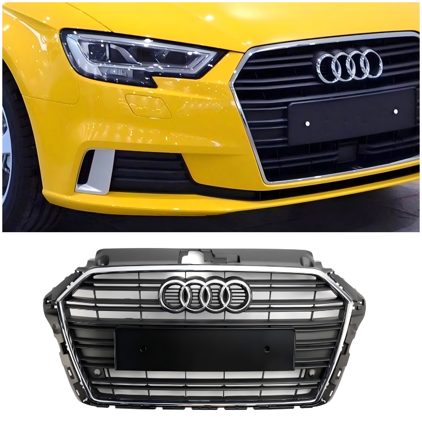2017 2018 2019 Audi A3 S3 With Two PDC Holes Front Bumper Grille Grill 8V3853651 Chrome 8V3853651B