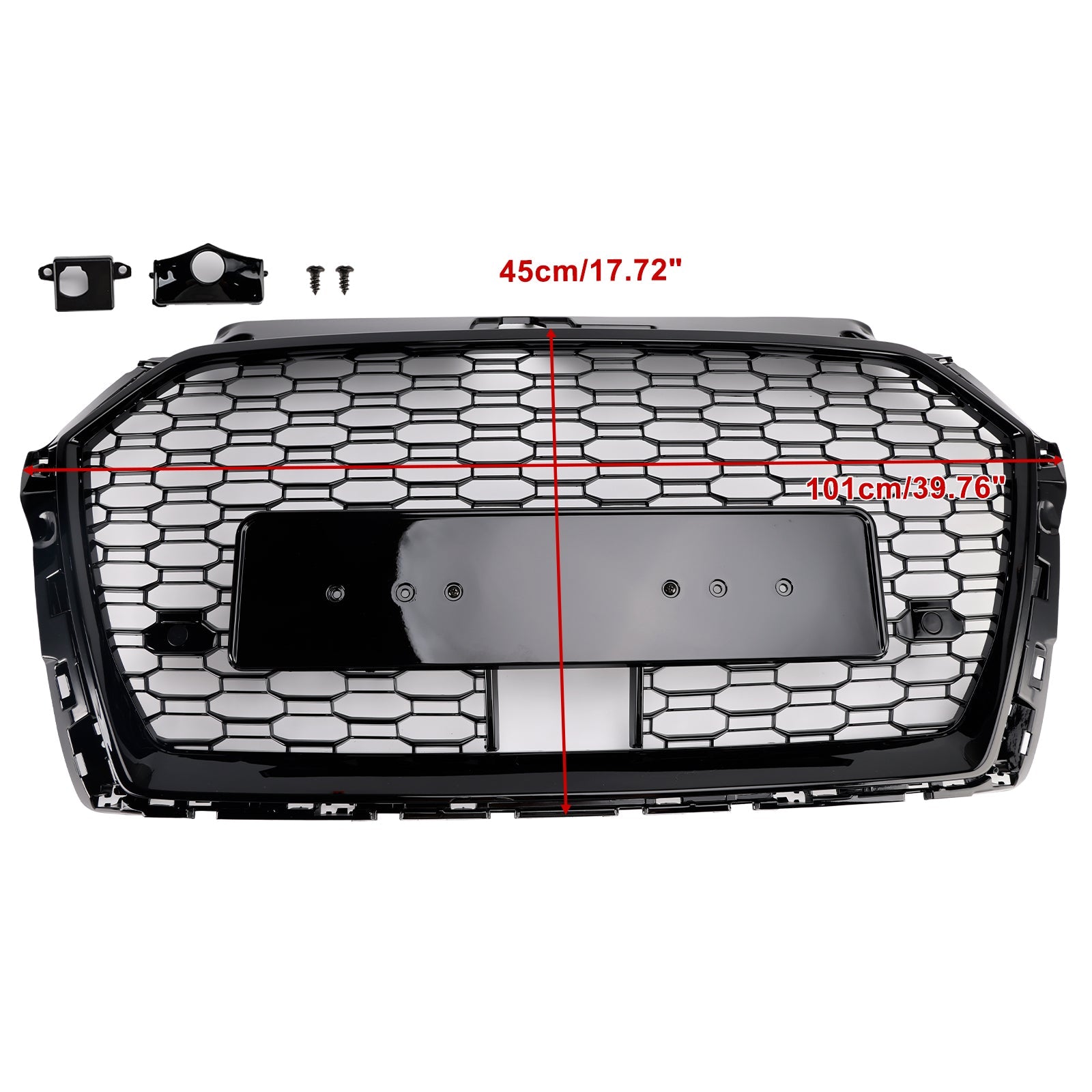 2017-2019 Audi A3 S3 RS3 Style Honeycomb Front Grille With ACC Gloss Black