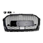 2017-2019 Audi A3 S3 RS3 Style Honeycomb Front Grille With ACC Gloss Black