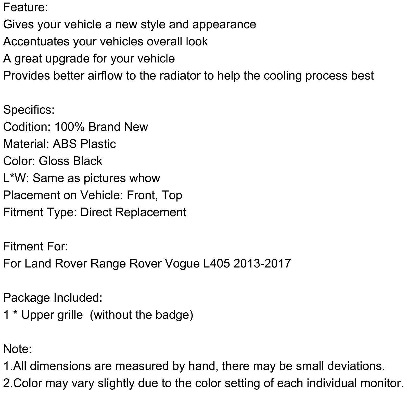 2013-2017 Land Rover Range Rover Vogue L405 Front Bumper Upper Grille Grill