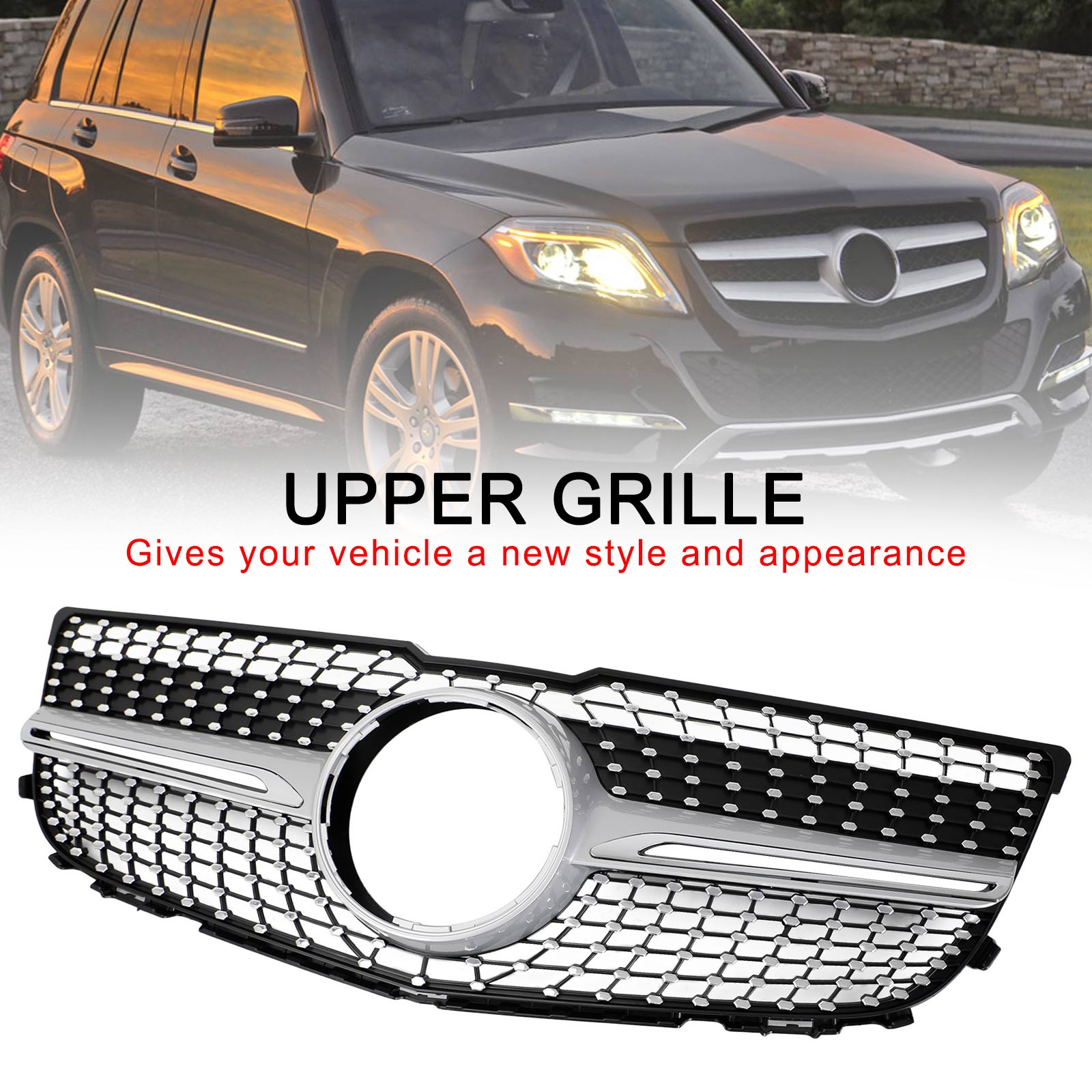 2013-2015 Mercedes Benz X204 GLK-Class Front Bumper Grille Grill Diamond
