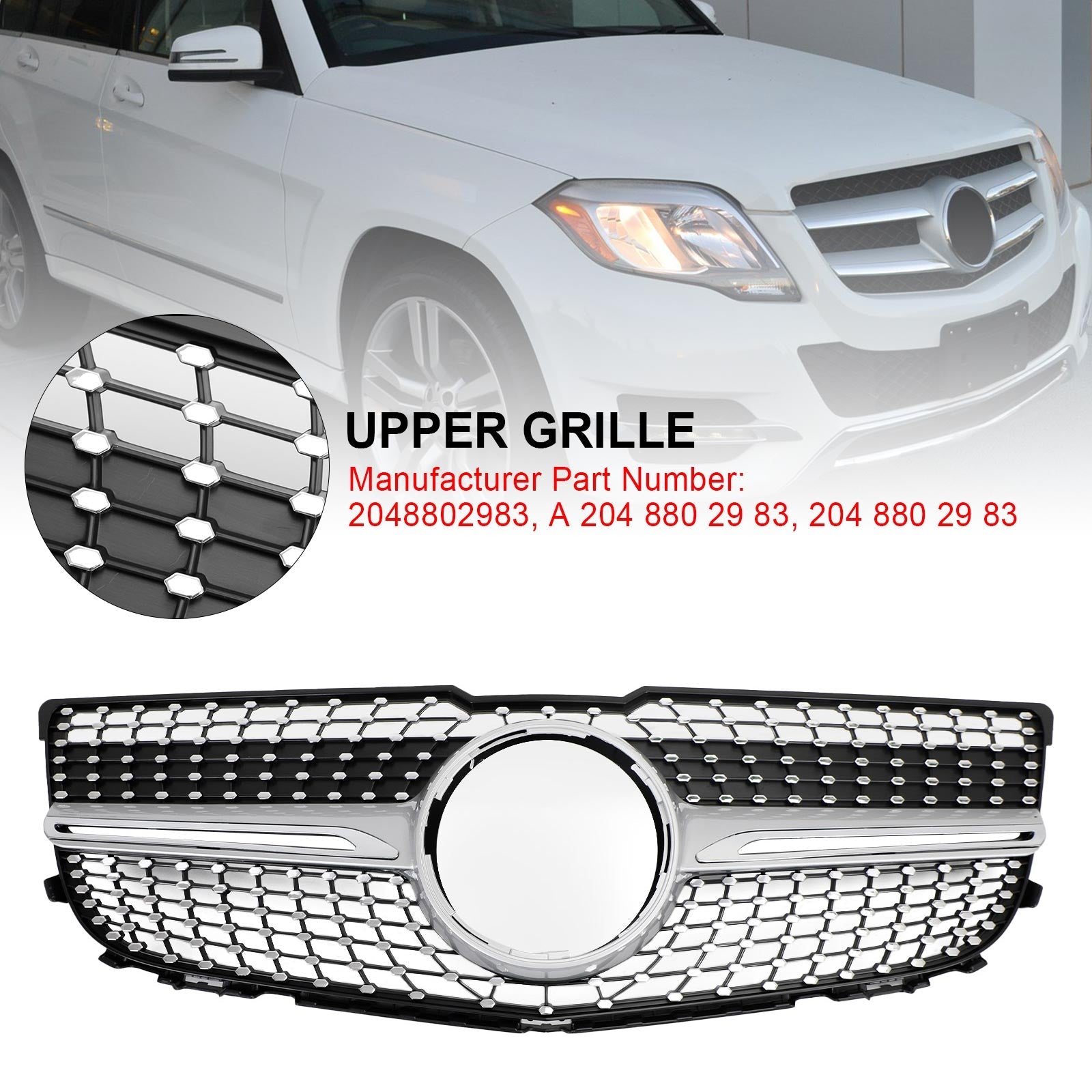 2013-2015 Mercedes Benz X204 GLK-Class Front Bumper Grille Grill Diamond
