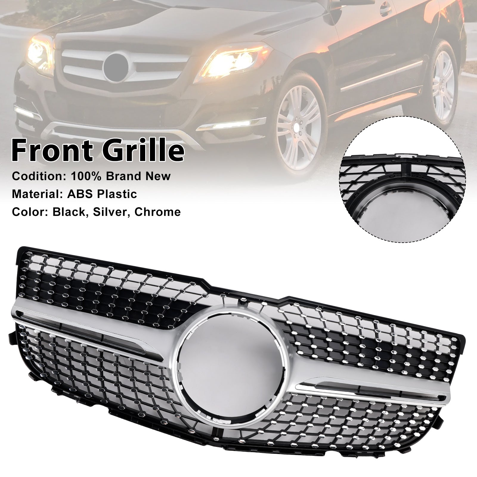 2013-2015 MERCEDES-BENZ GLK350 4MATIC SPORT UTILITY 4-DOOR Front Bumper Grill Grille Diamond