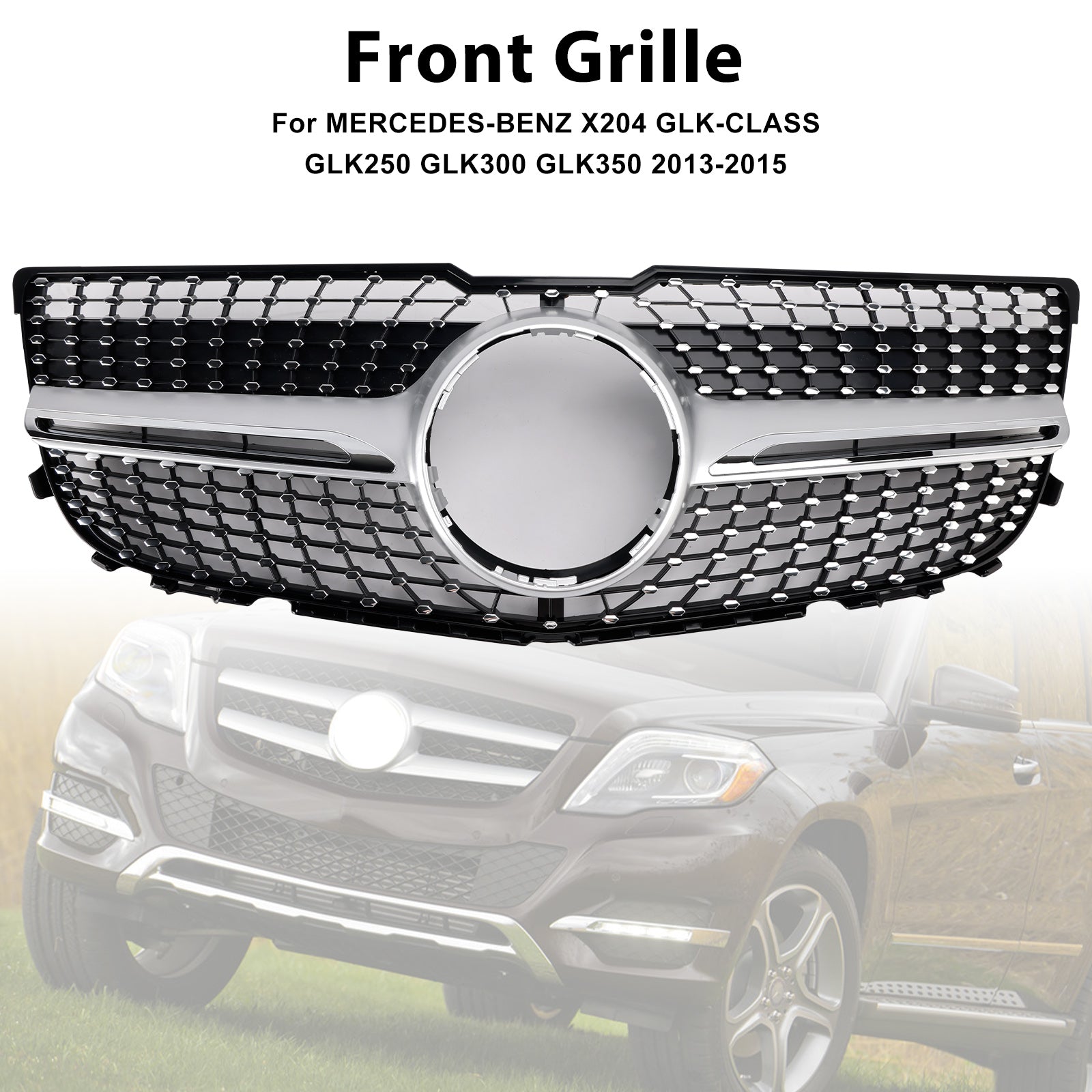 Front Bumper Grill Grille Fit Mercedes Benz X204 GLK-Class 2013-2015 Diamond