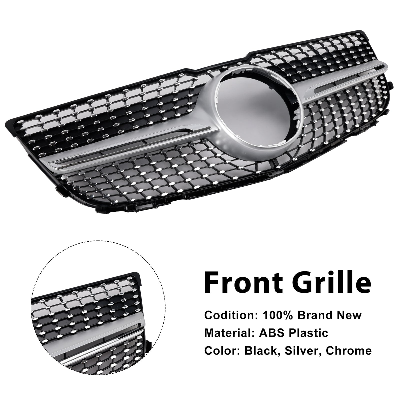 Front Bumper Grill Grille Fit Mercedes Benz X204 GLK-Class 2013-2015 Diamond