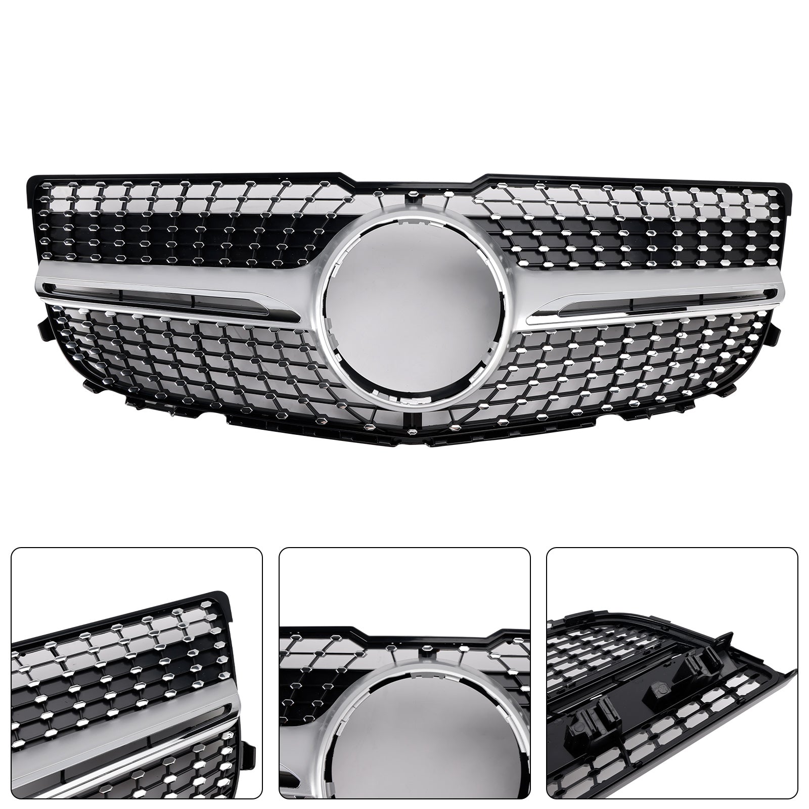 Front Bumper Grill Grille Fit Mercedes Benz X204 GLK-Class 2013-2015 Diamond