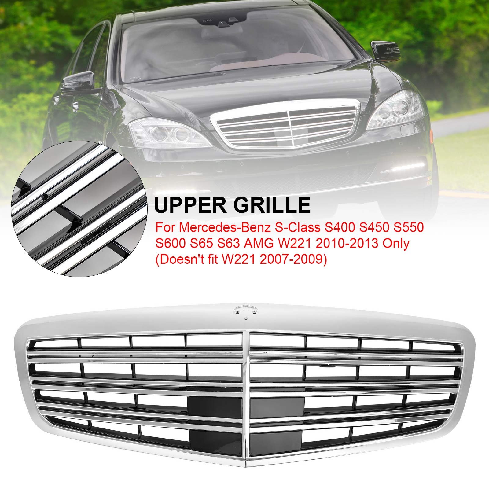 2010-2013 Mercedes-Benz S-Class S400 S450 S550 S600 S65 S63 AMG W221 AMG style Front Grille Grill