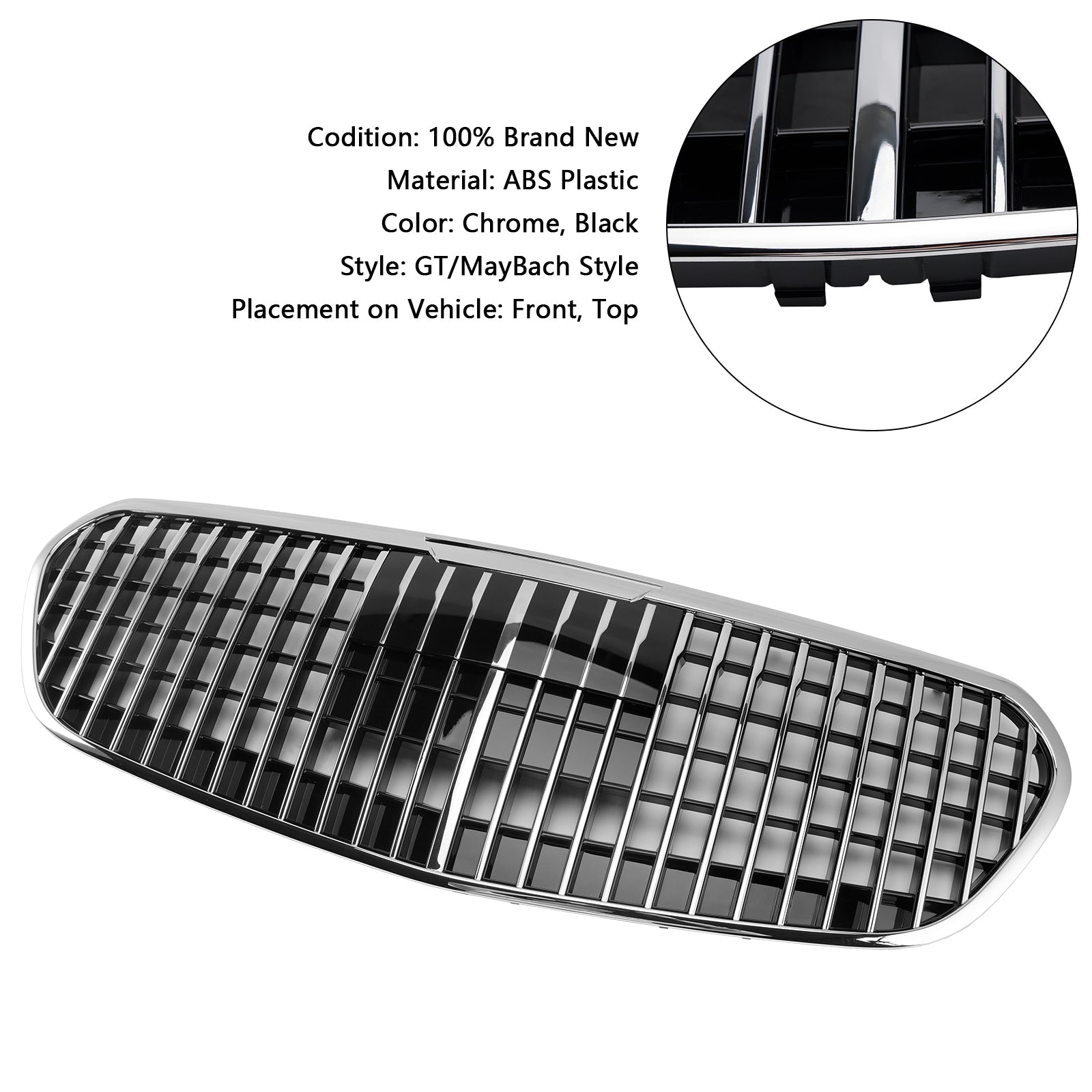 2021-2023 Mercedes Benz S Class W223 S480 S580 S680 + Chrome Front Bumper Grille Grill with ACC