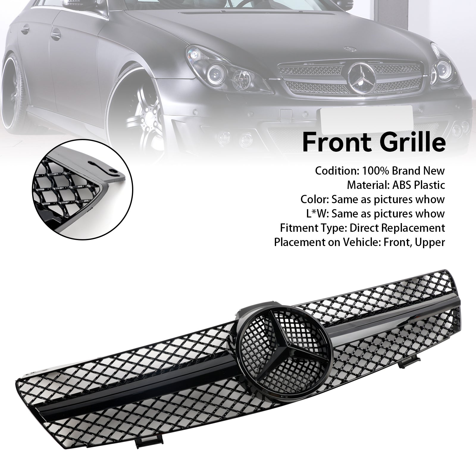 2004 2005 2006 2007 2008 CLS-Class W219 C219 CLS280 CLS320 CLS350 Mercedes Benz Front Bumper Grille Grill