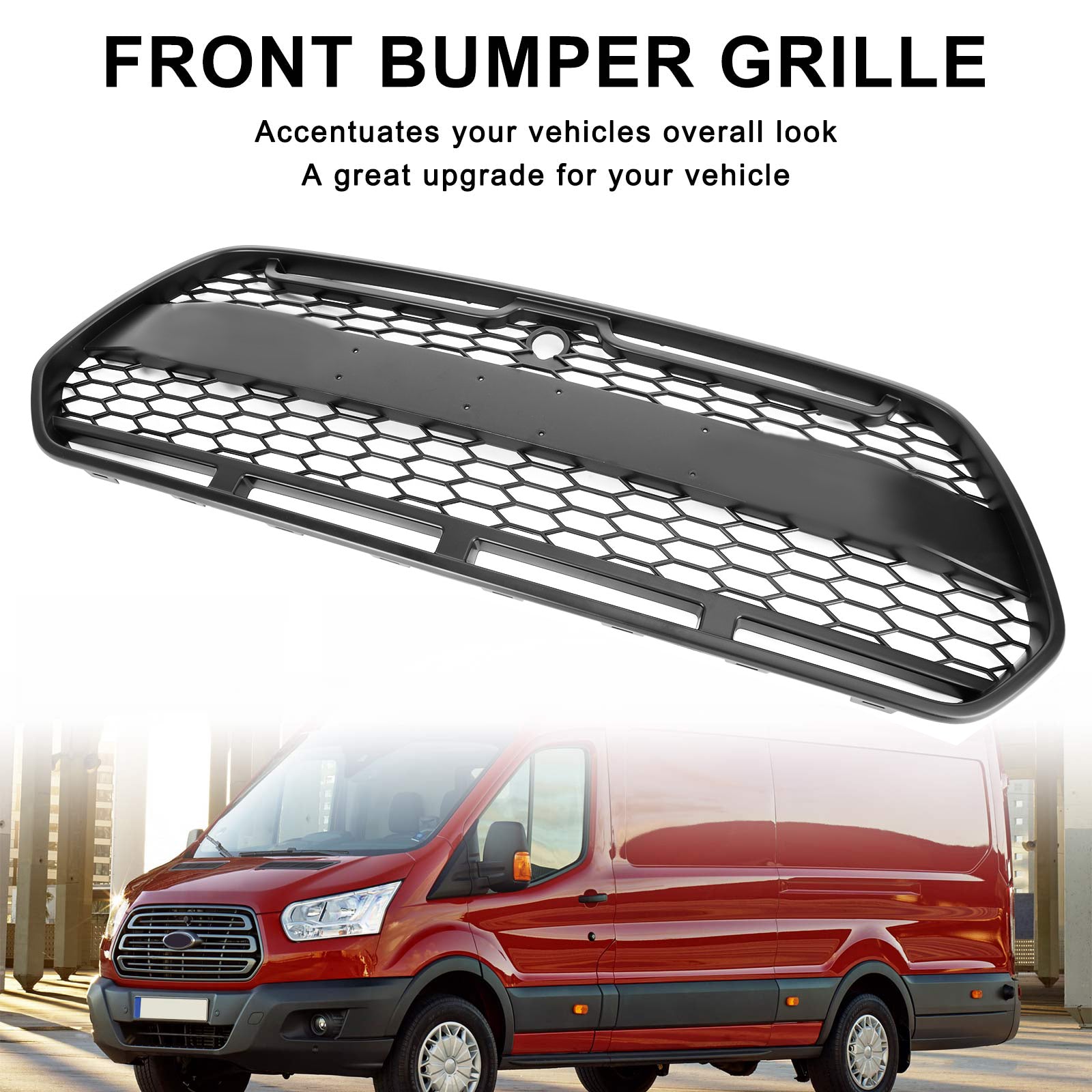 2015-2018 Ford Transit MK8 Raptor Upgrade Aggressive Style Matte Black Front Bumper Grille