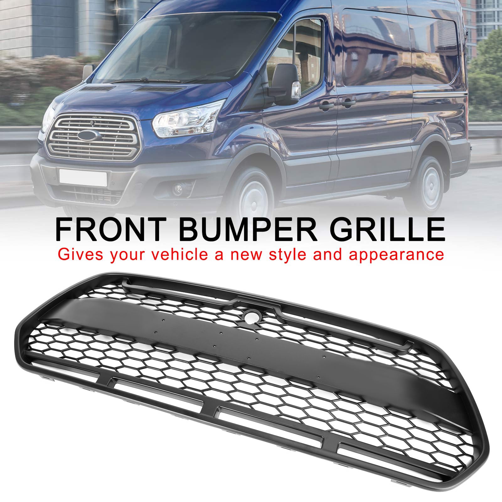 2015-2018 Ford Transit MK8 Raptor Upgrade Aggressive Style Matte Black Front Bumper Grille