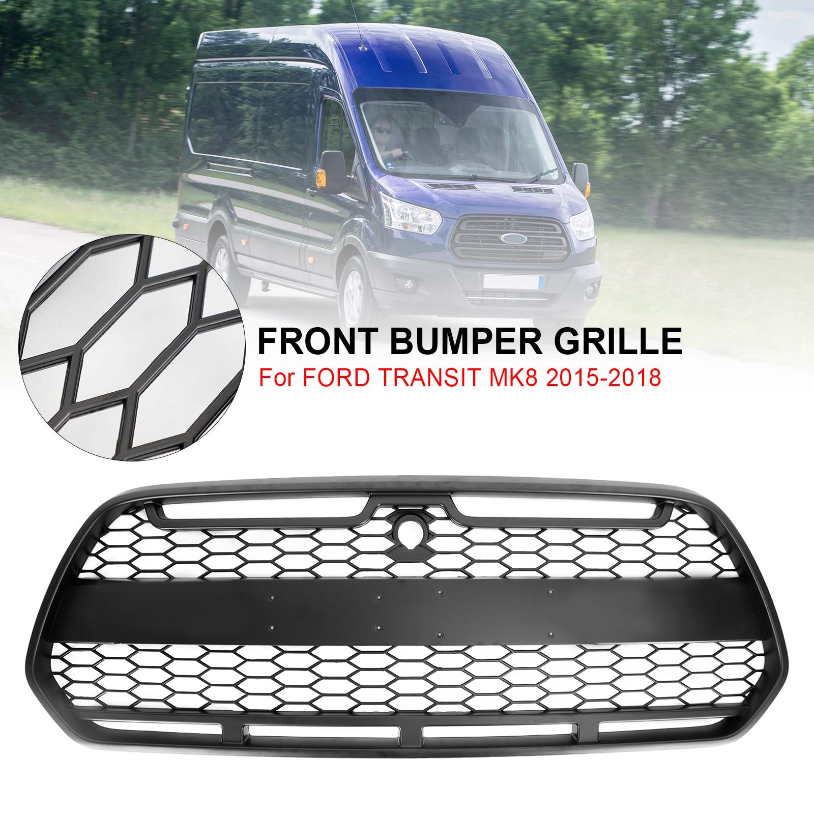 2015-2018 Ford Transit MK8 Raptor Matte Black Front Bumper Grille Grill
