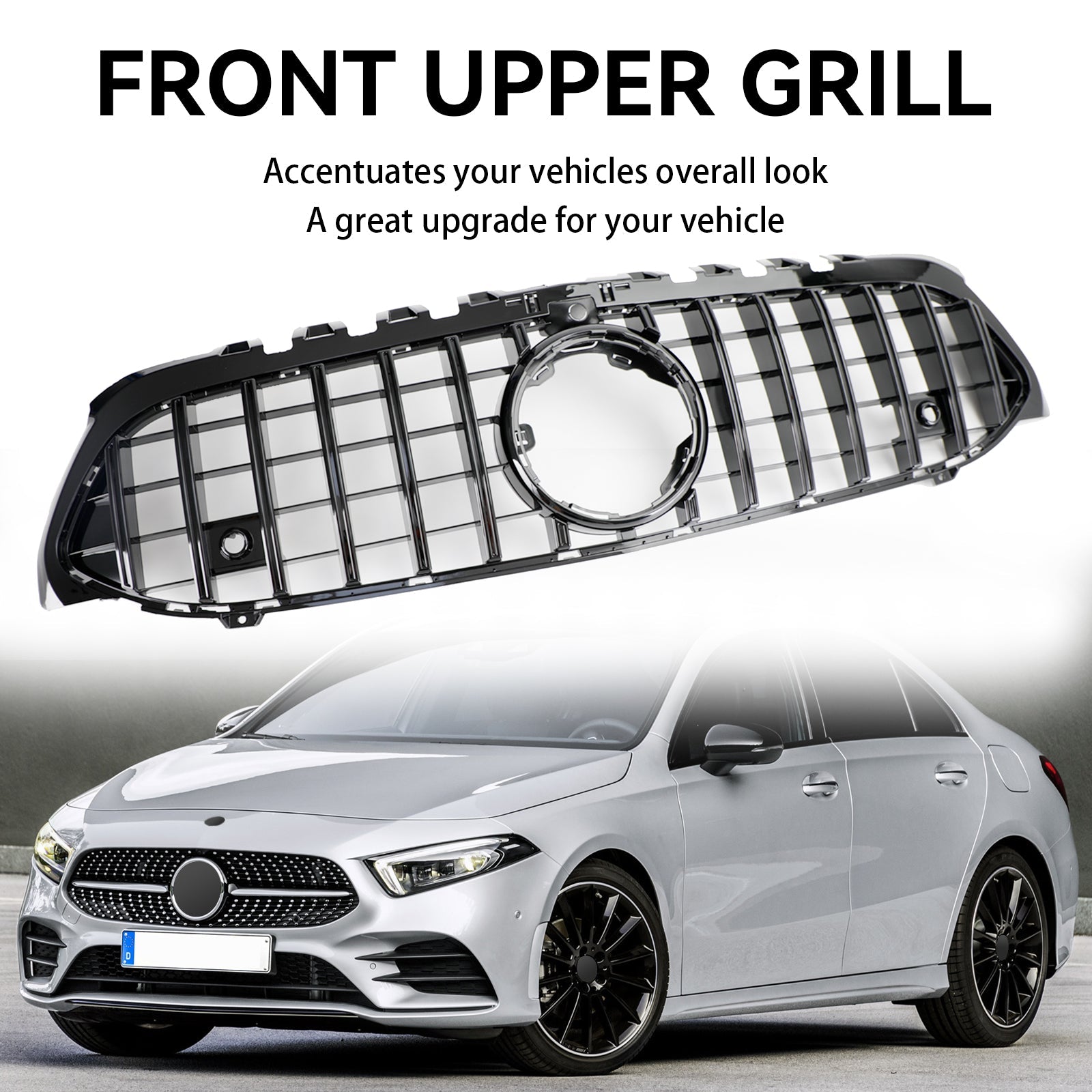 2019 2020 2021 2022 2023 Mercedes Benz A-Class W177 GT Style Front Bumper Grille Black