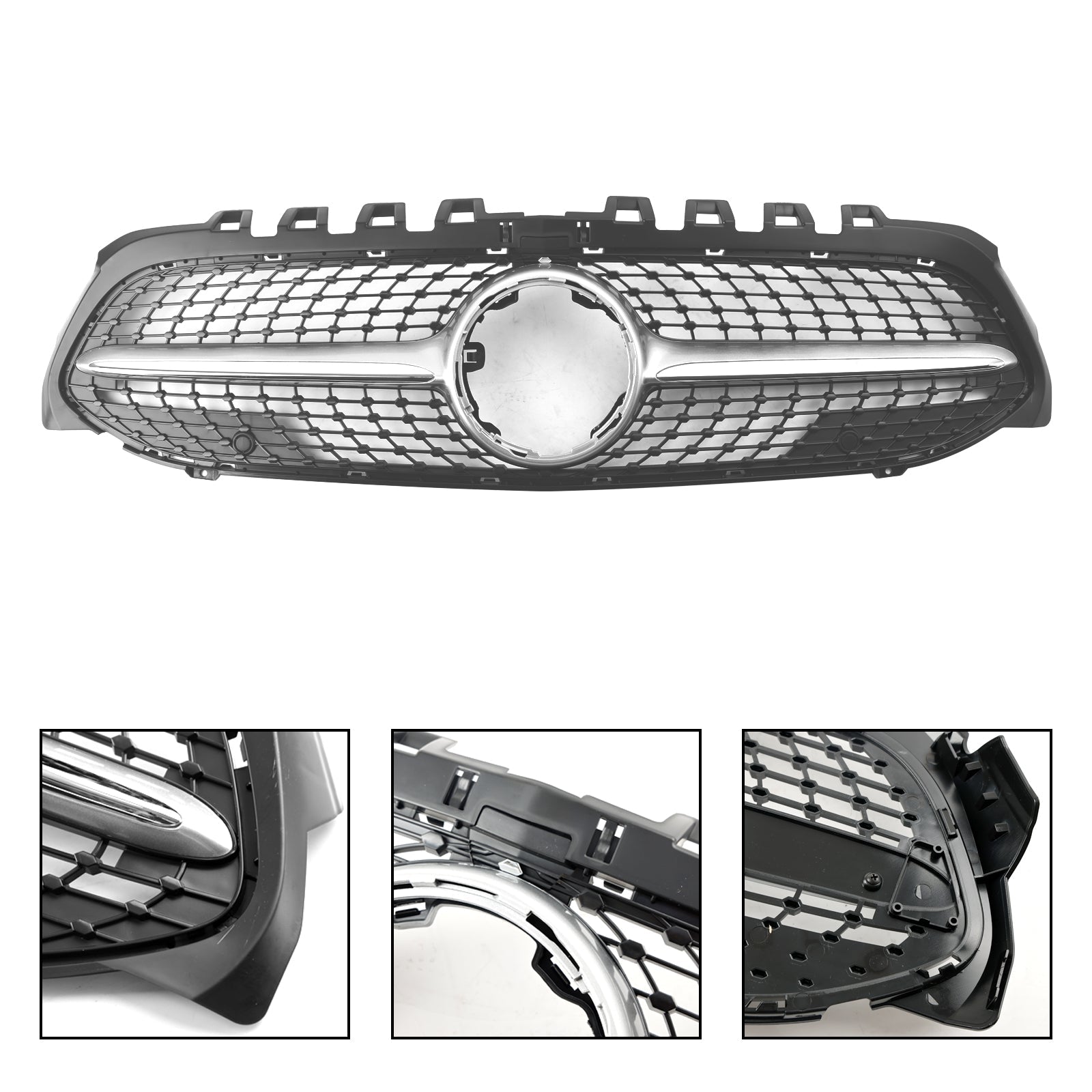 2019-2023 Benz A-Class W177 Diamond Front Bumper Grill Grille Black