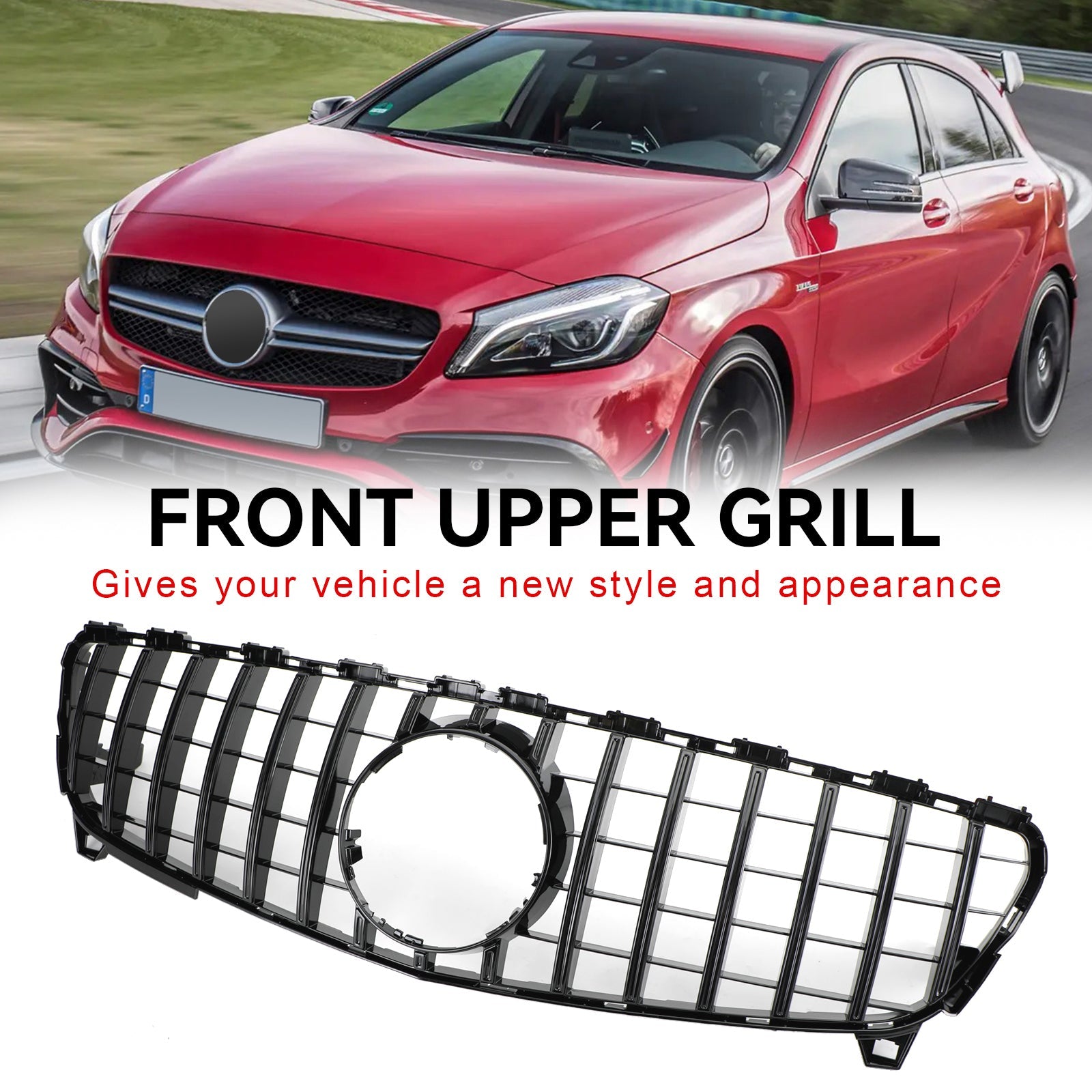 A CLASS W176 2016-2018 GTR Style MERCEDES BENZ Front Bumper Grille Grill