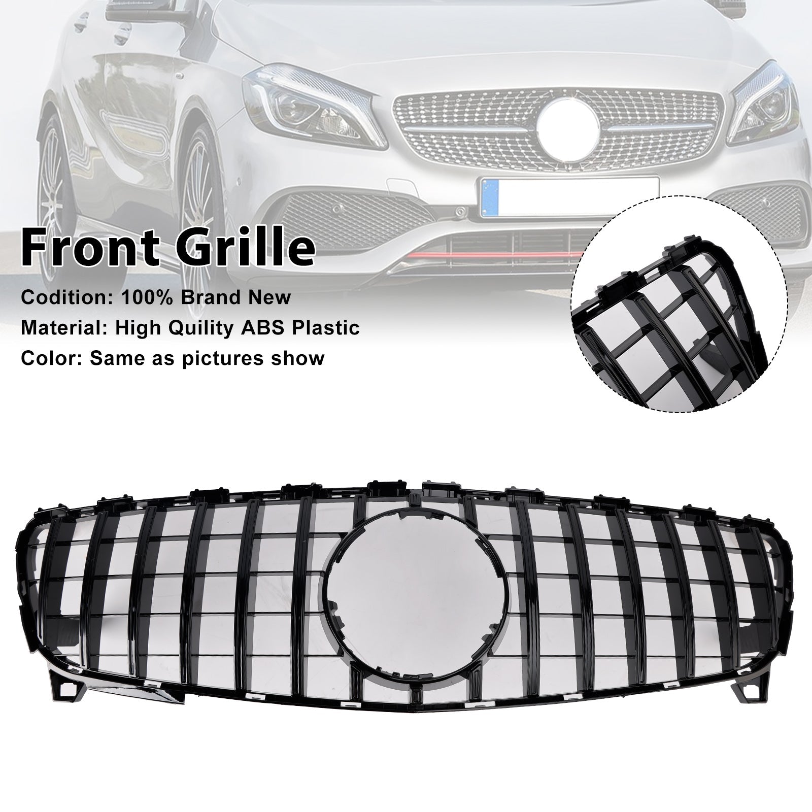 2016-2018 MERCEDES BENZ A CLASS W176 Front Bumper Grill Grille GTR Style
