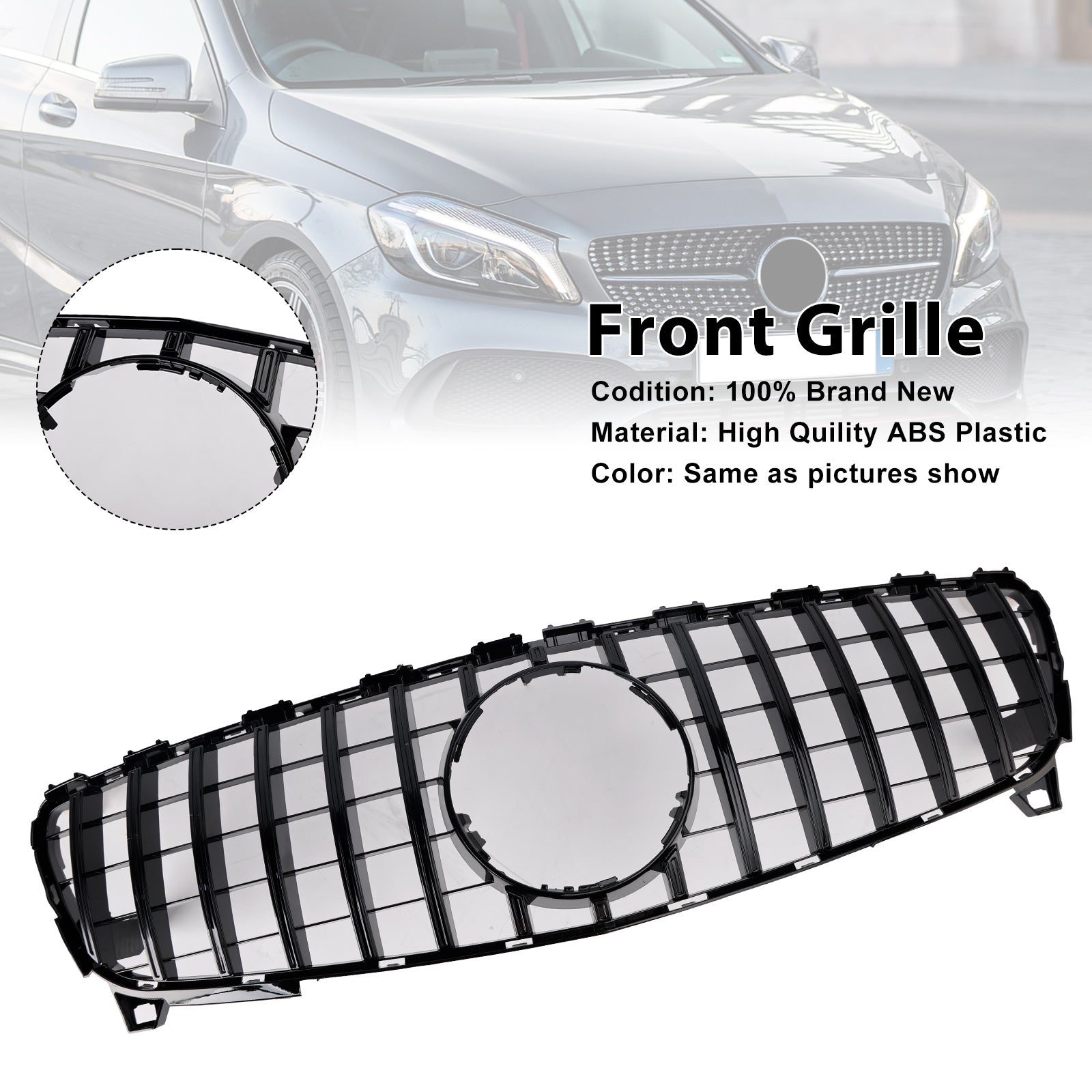 2016-2018 MERCEDES BENZ A CLASS W176 Front Bumper Grill Grille GTR Style
