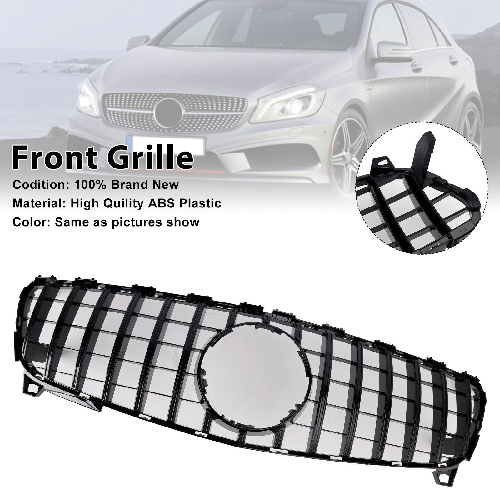 2016-2018 MERCEDES BENZ A CLASS W176 Front Bumper Grill Grille GTR Style