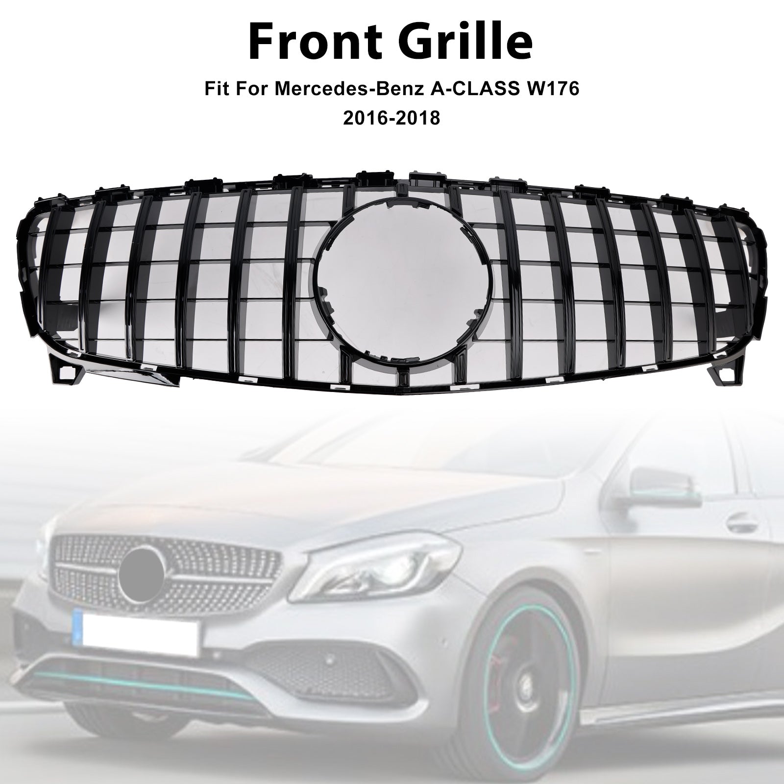 2016-2018 MERCEDES BENZ A CLASS W176 Front Bumper Grill Grille GTR Style