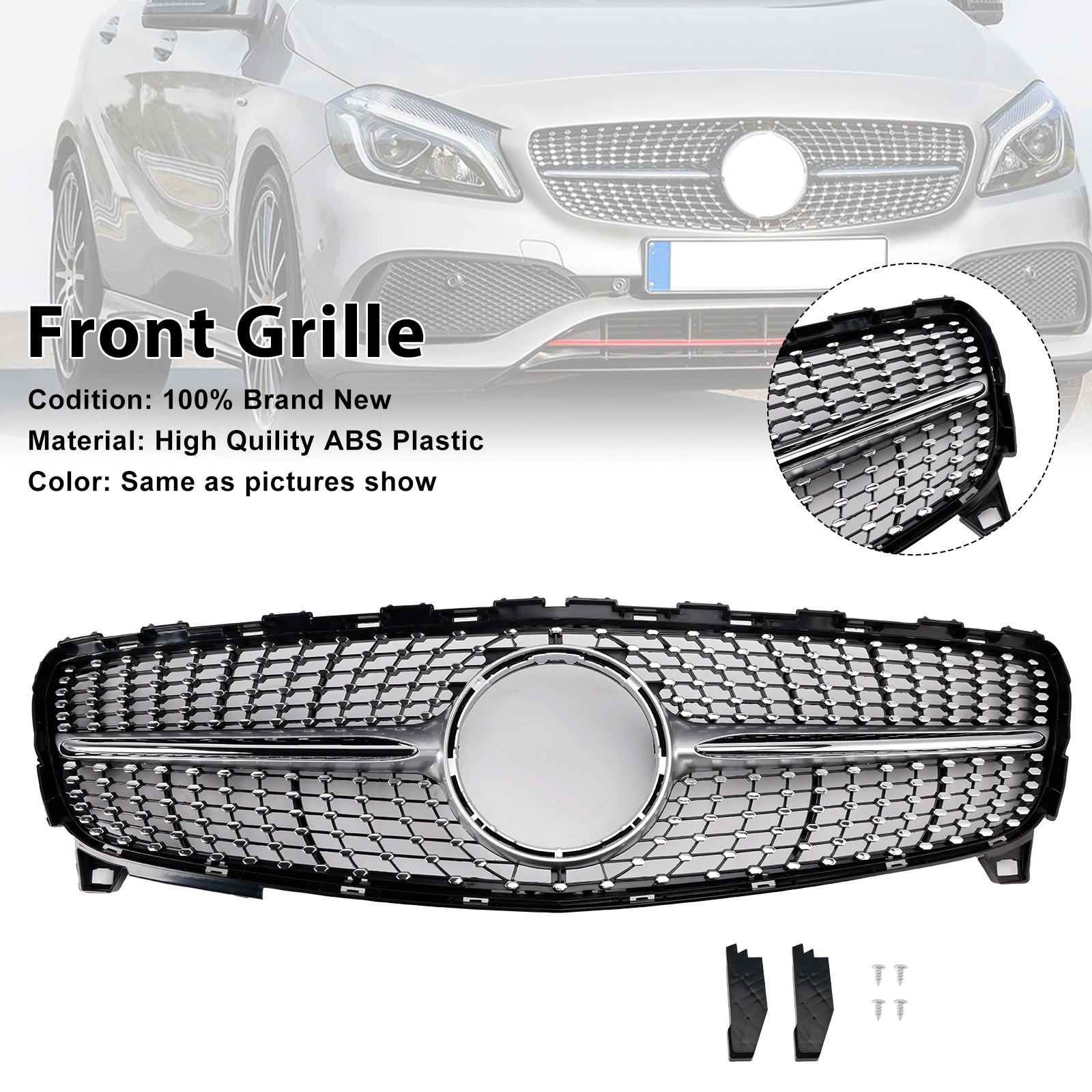 A CLASS 2016-2018 MERCEDES BENZ W176 Diamond Front Bumper Grille Grill