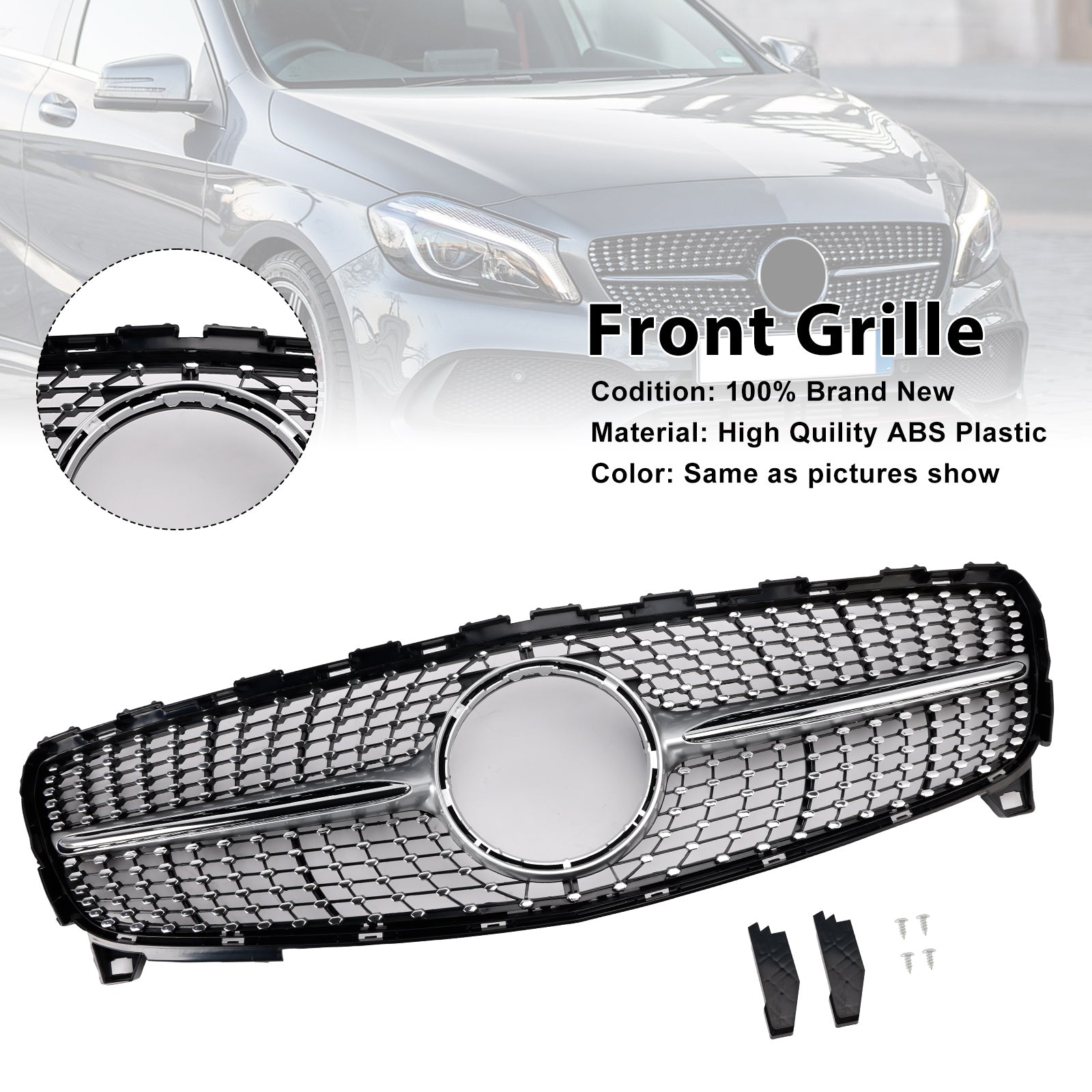 2016-2018 MERCEDES BENZ A CLASS W176 Front Bumper Grill Grille Diamond
