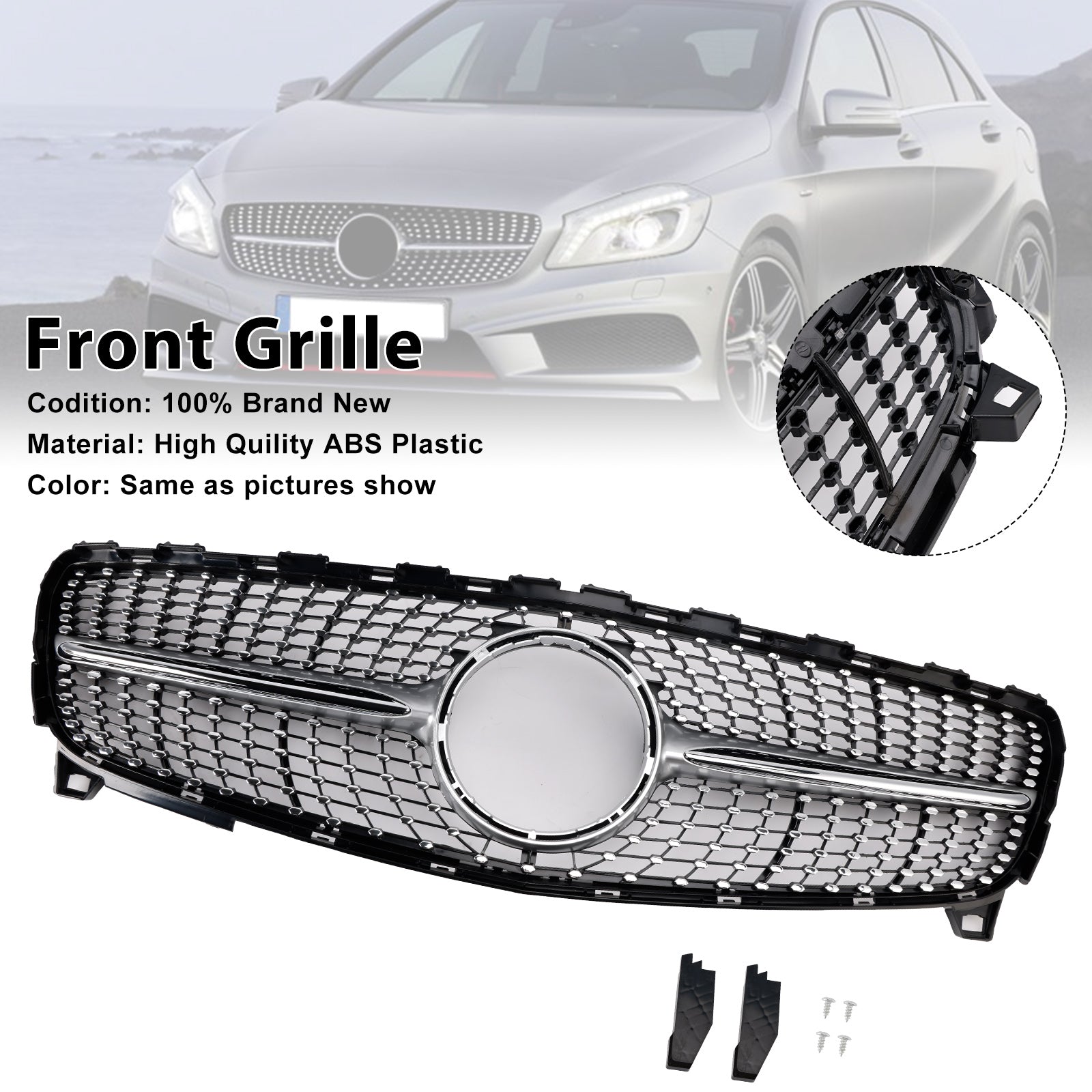 2016 2017 2018 A CLASS MERCEDES BENZ W176 Diamond Front Bumper Grille Grill