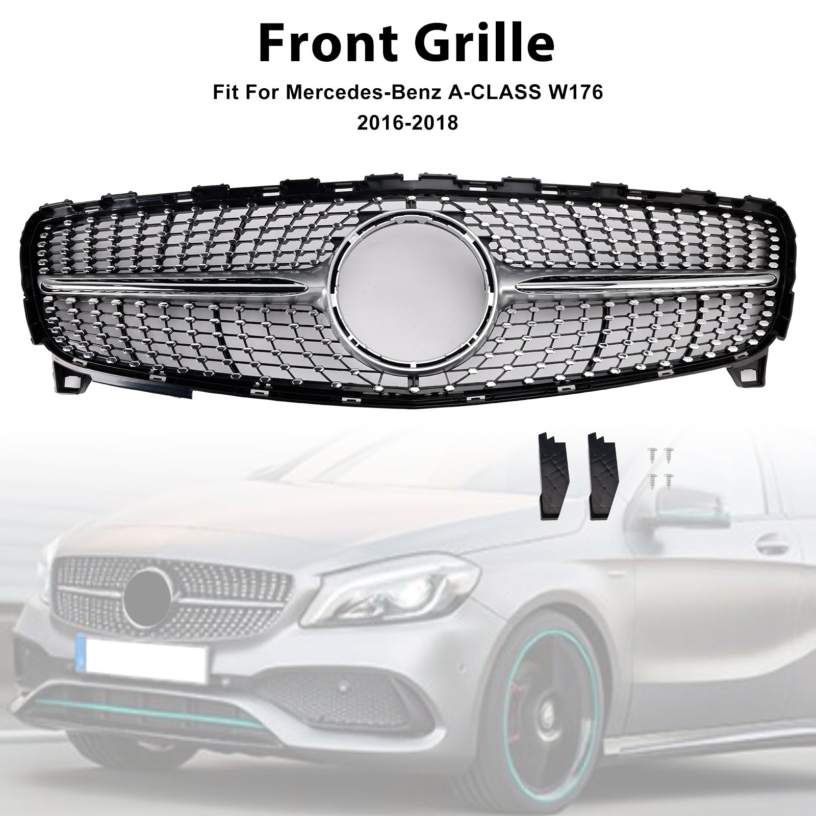 2016 2017 2018 A CLASS MERCEDES BENZ W176 Diamond Front Bumper Grille Grill
