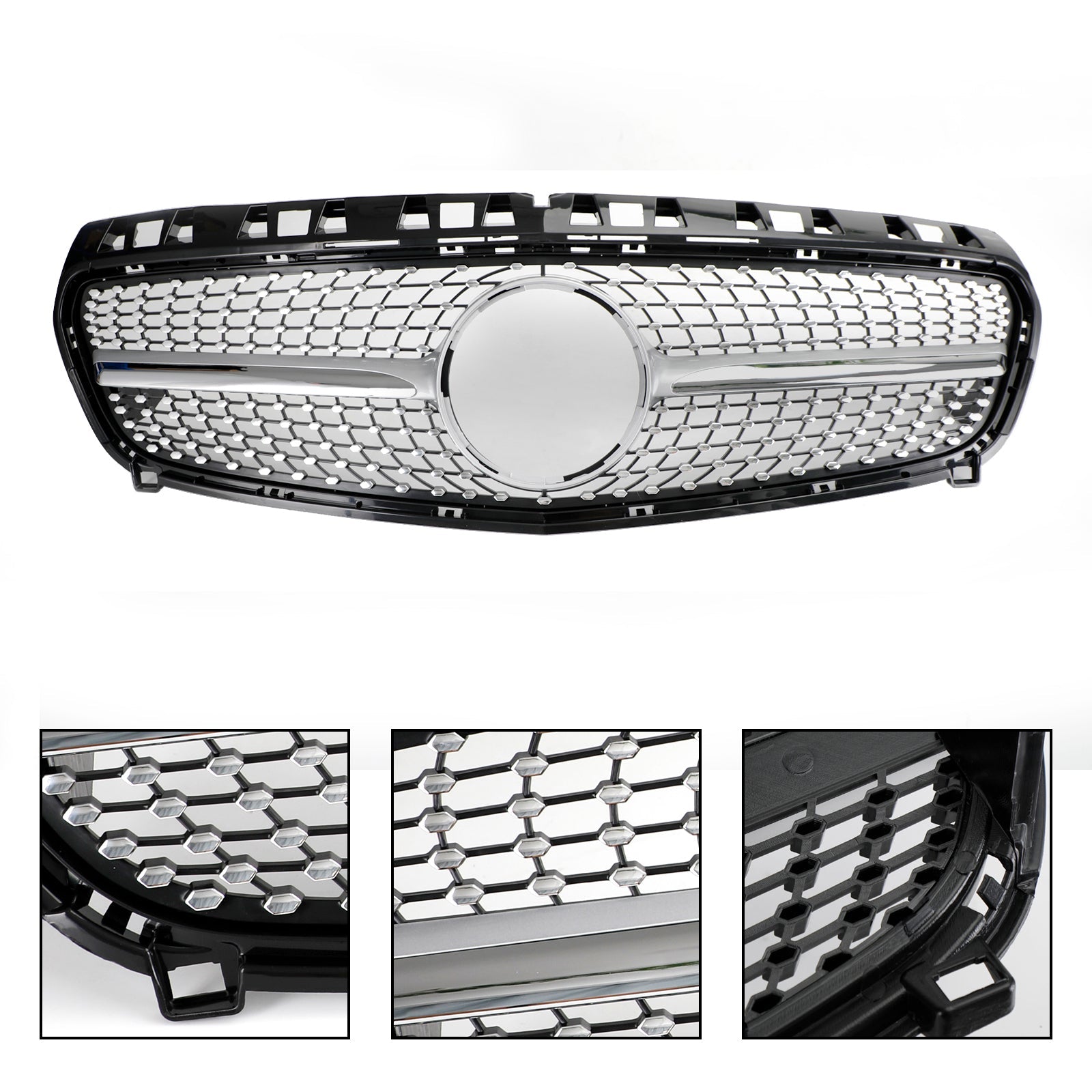 2013-2015 A CLASS W176 Mercedes Benz Front Bumper Grille Grill Black/Chrome