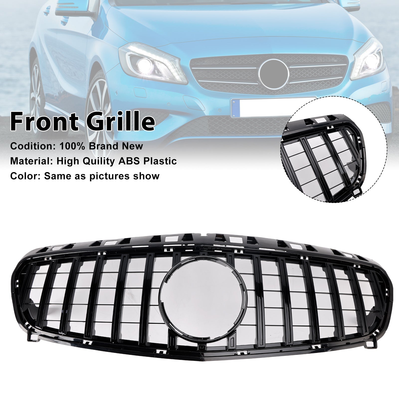 2013 2014 2015 Mercedes Benz A CLASS W176 Gloss Black Front Bumper Grille Grill