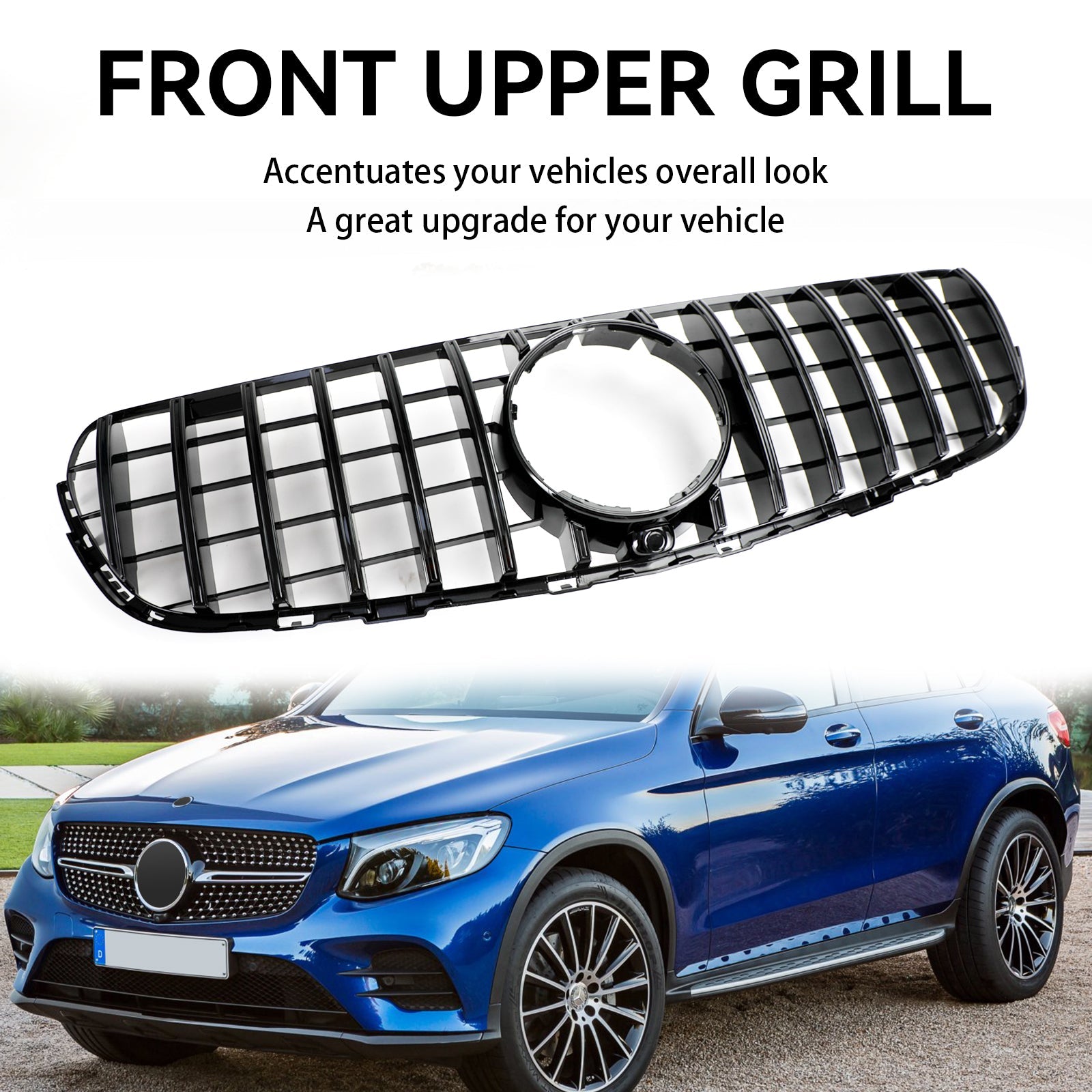 2015-2019 GLC X253 C253 Mercedes Benz Front Bumper Grille Grill Gloss Black